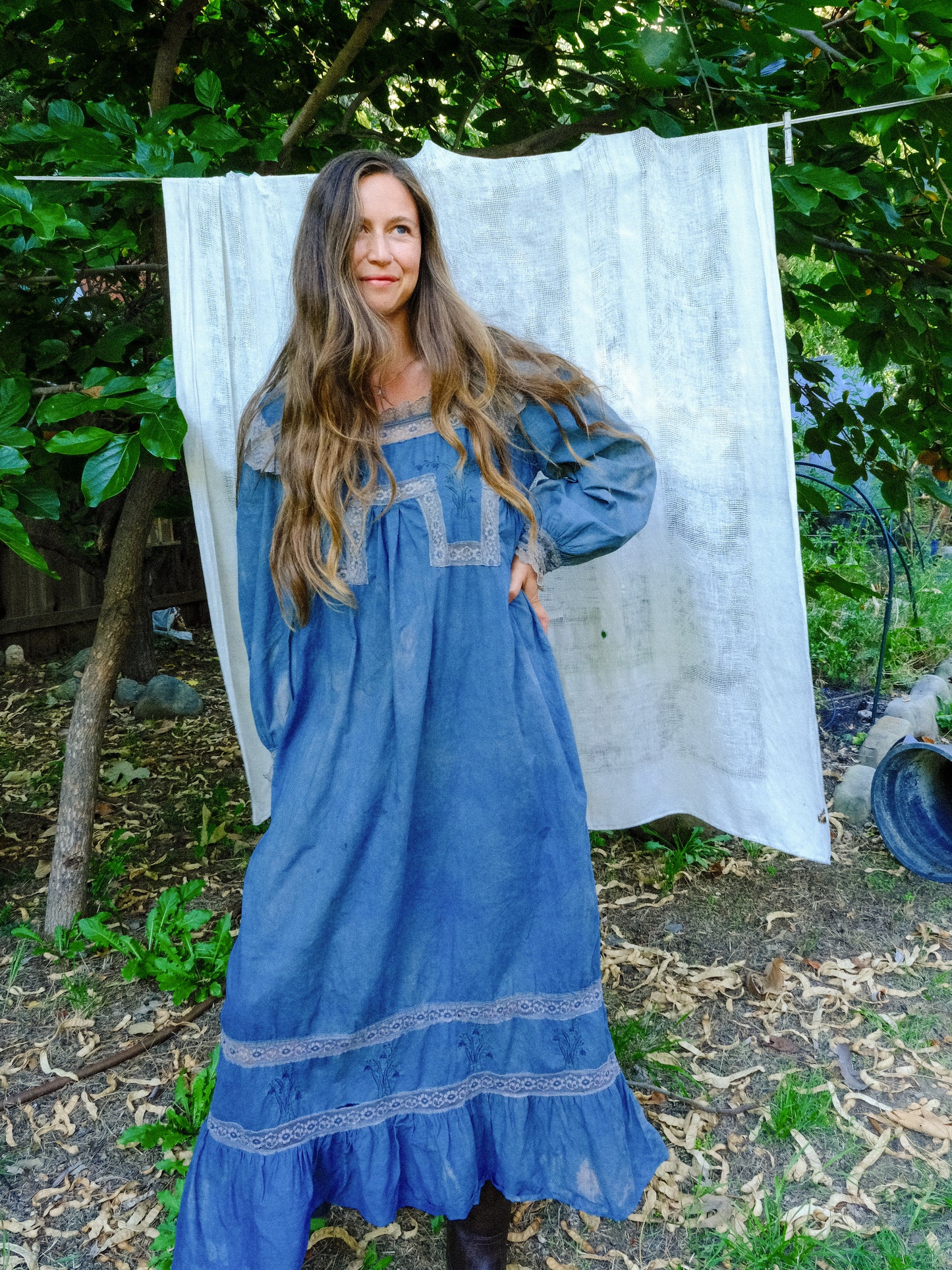 Indigo & Cutch Floral Lace Maxi Dress