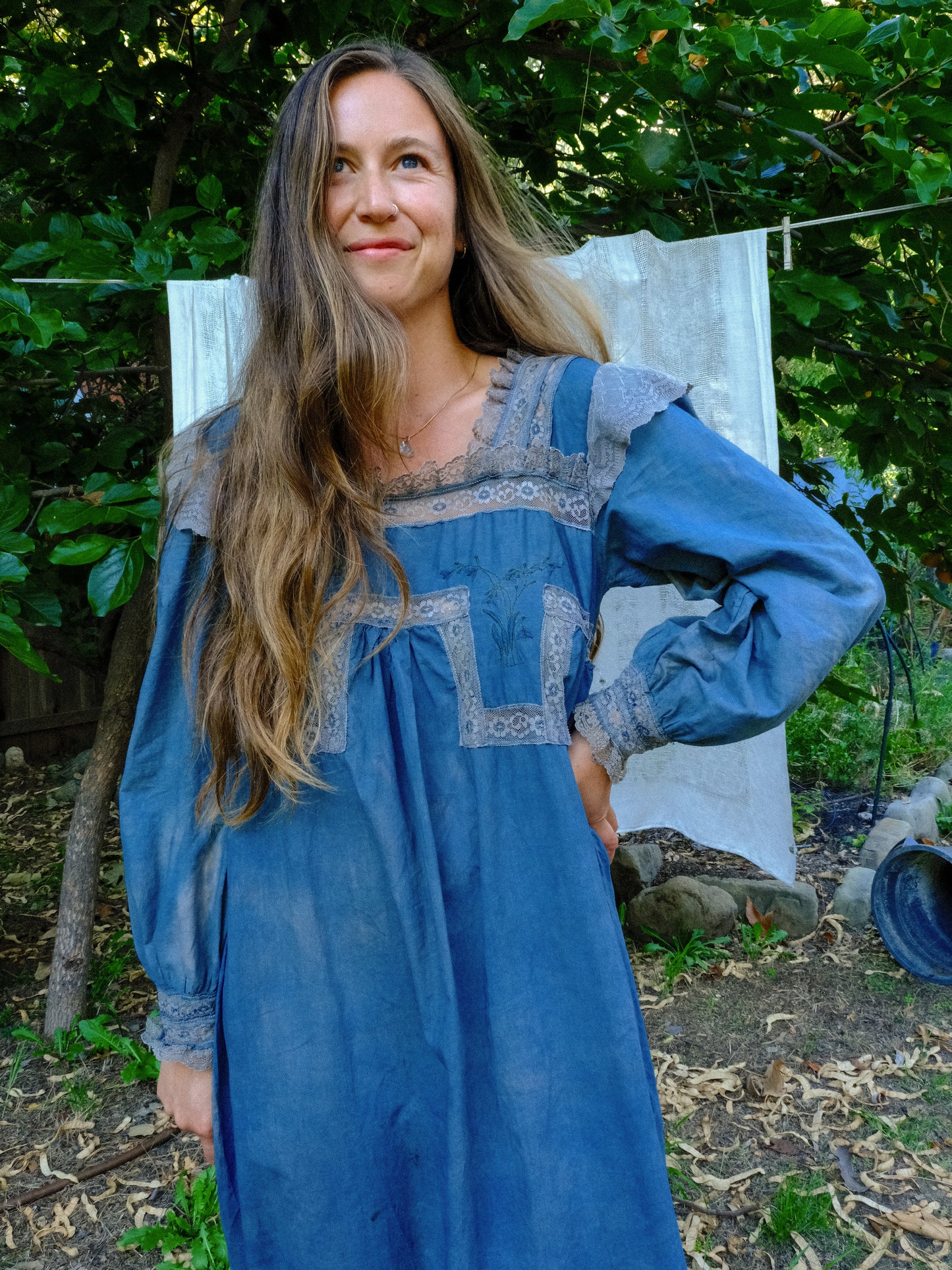 Indigo & Cutch Floral Lace Maxi Dress