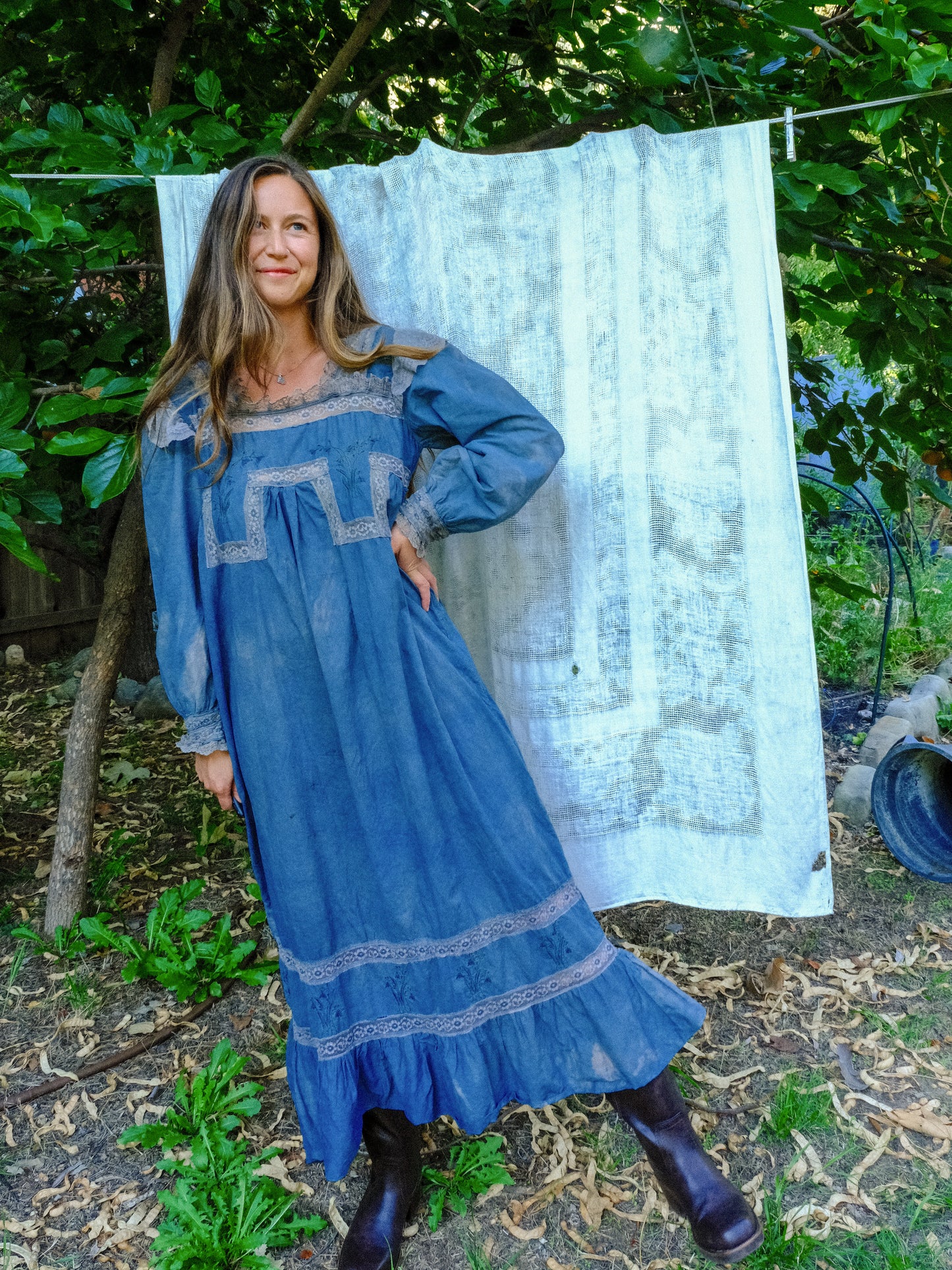 Indigo & Cutch Floral Lace Maxi Dress