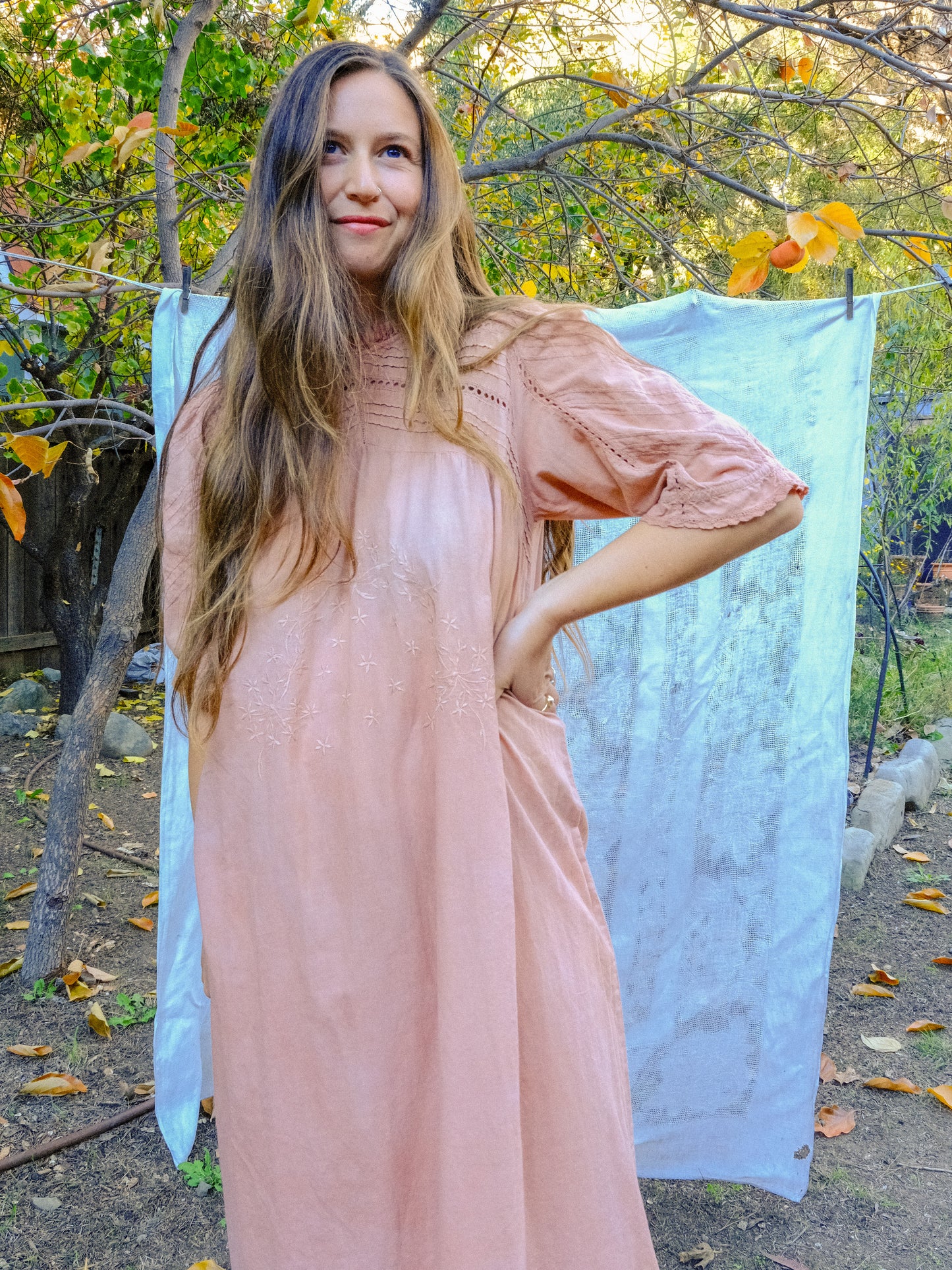 Cutch Pleated Embroidered Yoke Dress