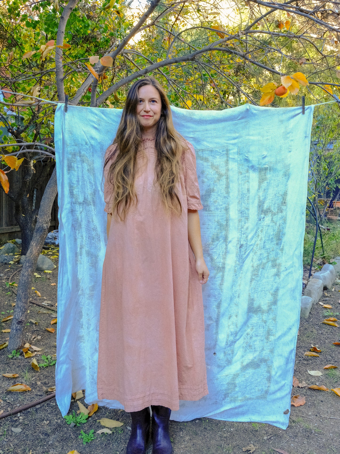 Cutch Pleated Embroidered Yoke Dress