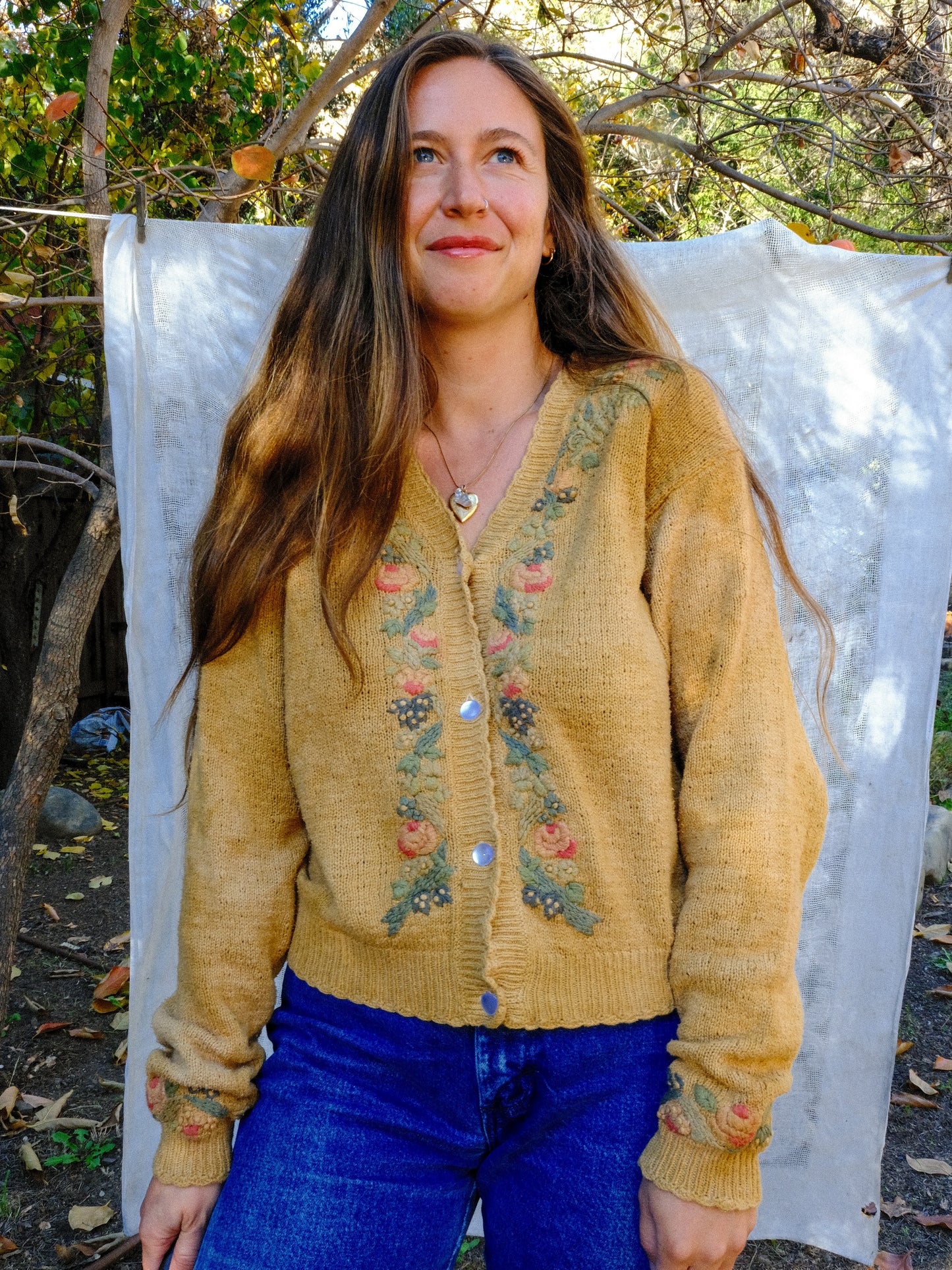 Cutch Silk/Cotton Floral Embroidered Sweater