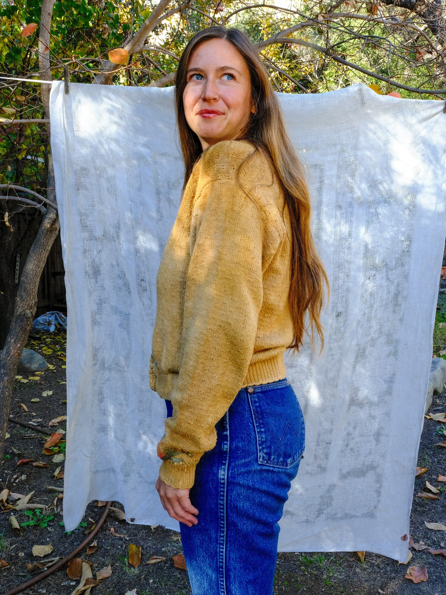 Cutch Silk/Cotton Floral Embroidered Sweater