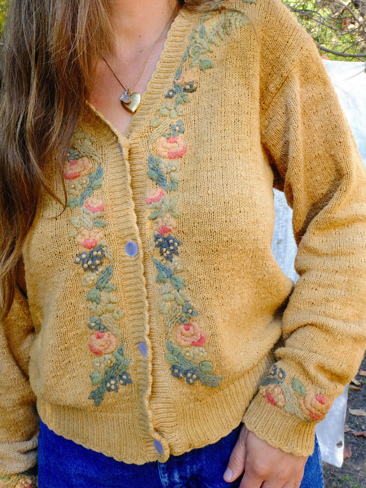 Cutch Silk/Cotton Floral Embroidered Sweater