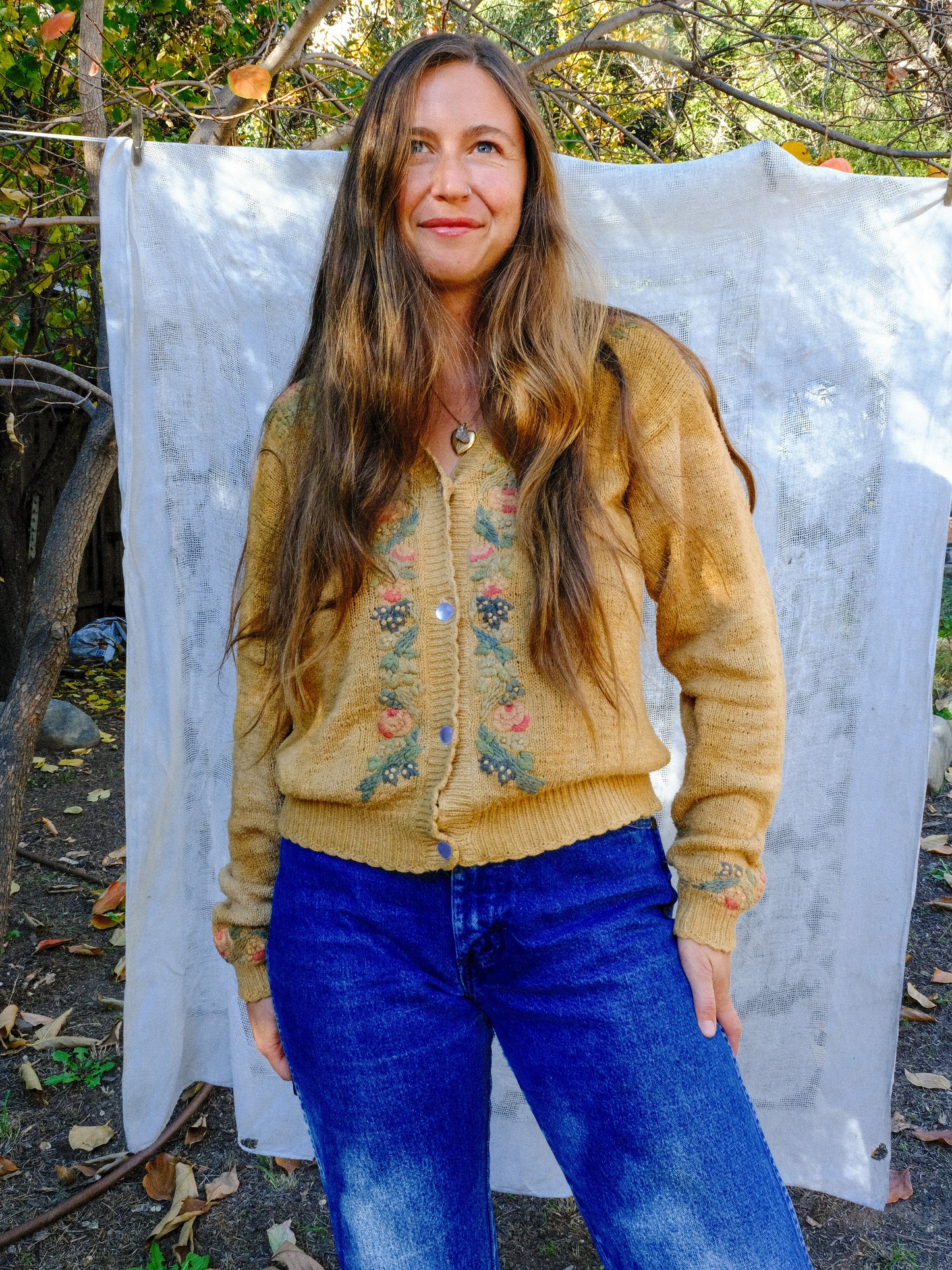 Cutch Silk/Cotton Floral Embroidered Sweater