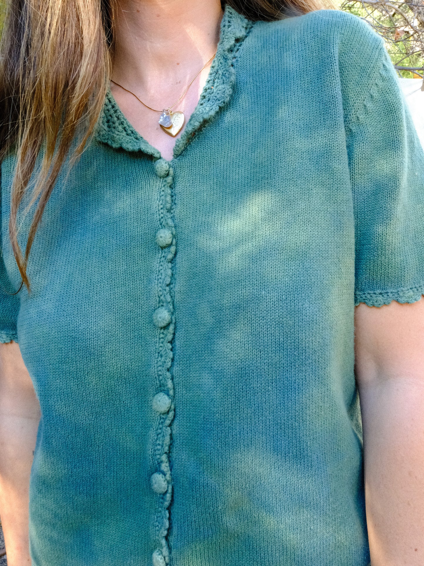 Indigo & Marigold Cotton Knit Short Sleeve Sweater