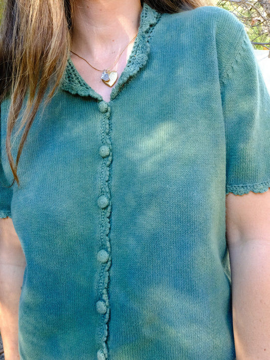 Indigo & Marigold Cotton Knit Short Sleeve Sweater