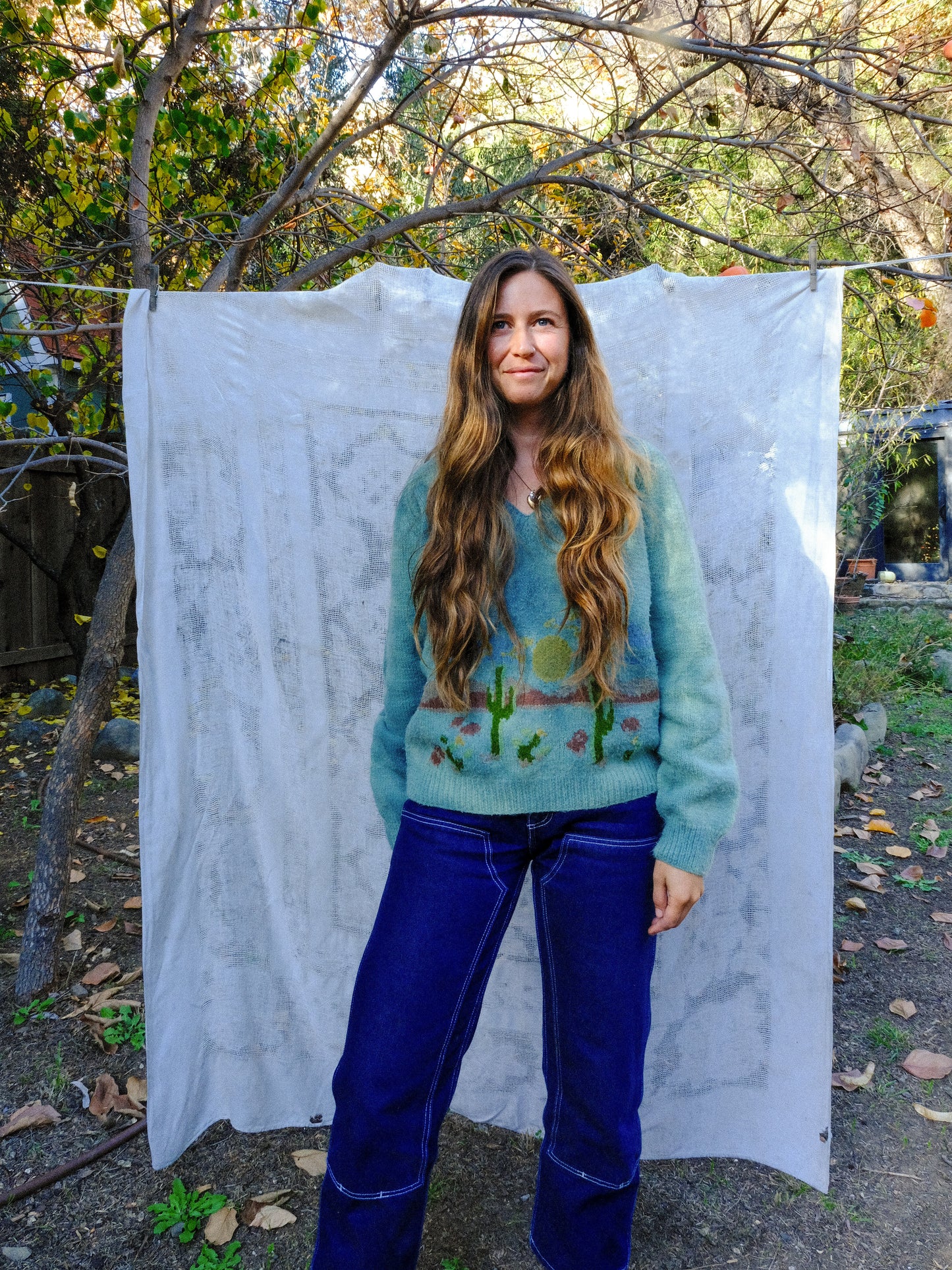 Indigo Western Landscape Sweater