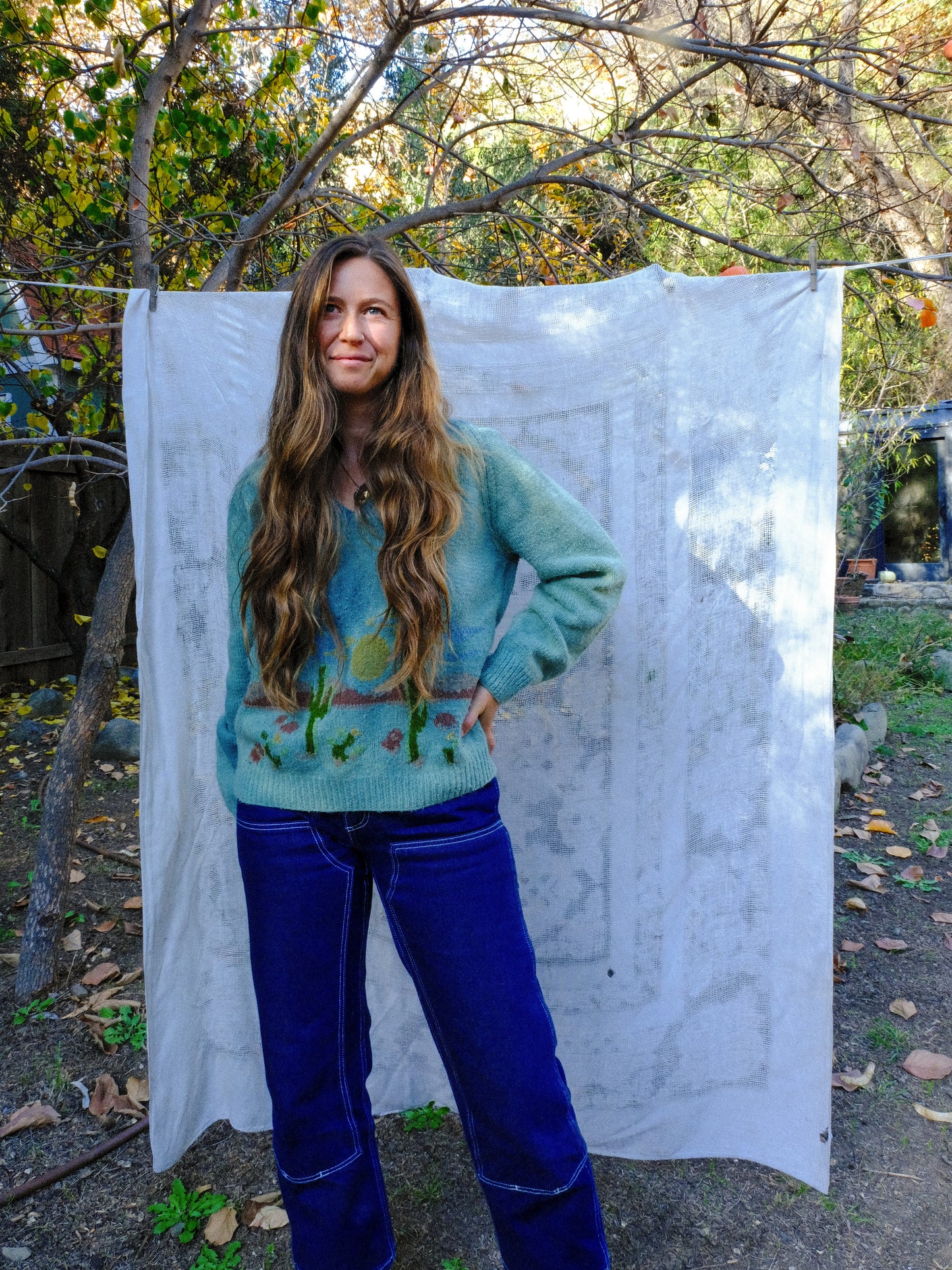 Indigo Western Landscape Sweater