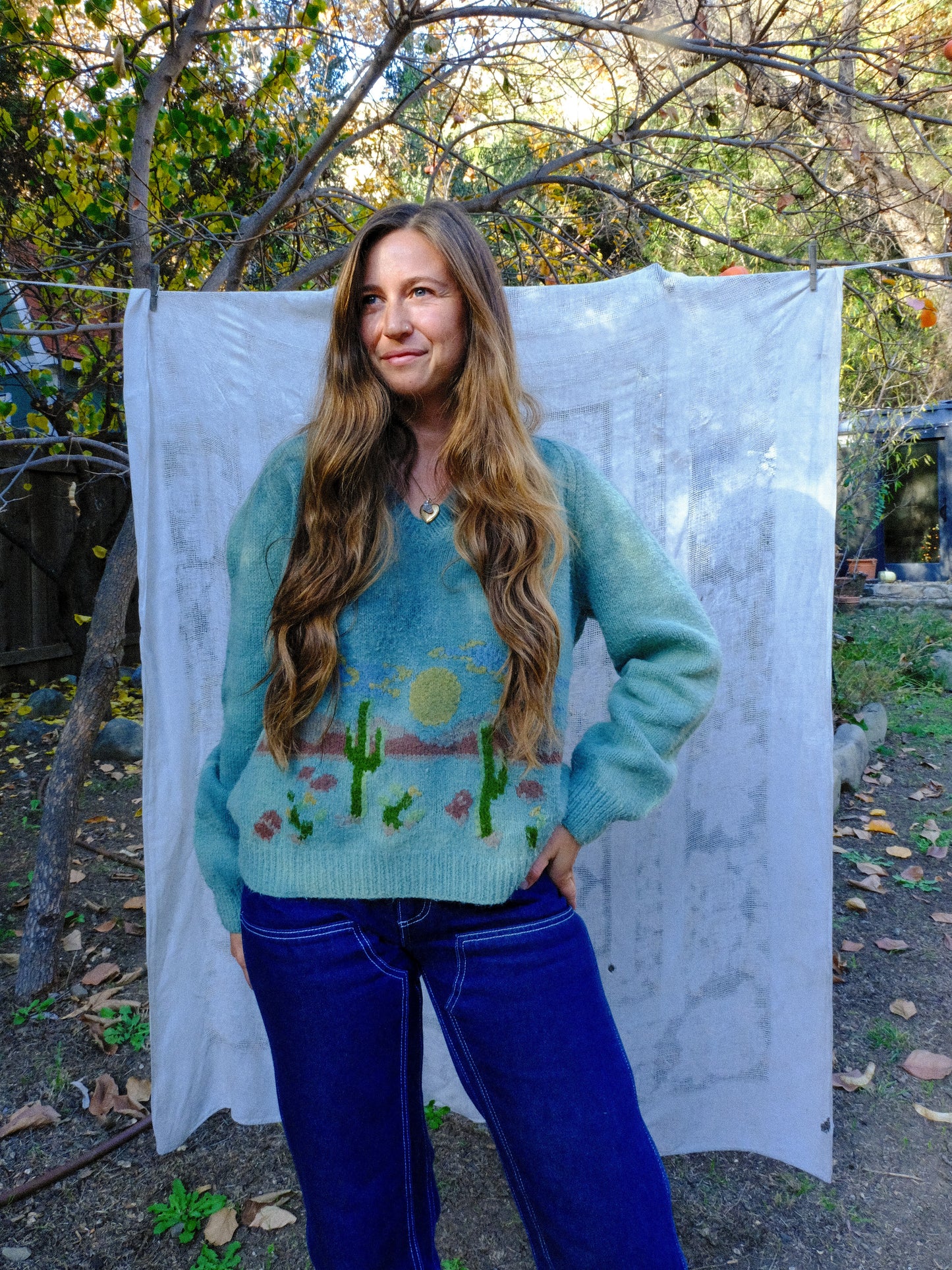 Indigo Western Landscape Sweater