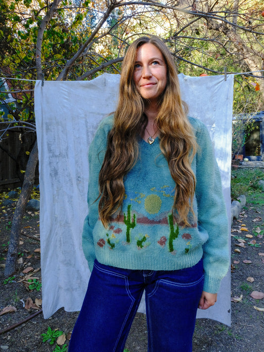 Indigo Western Landscape Sweater