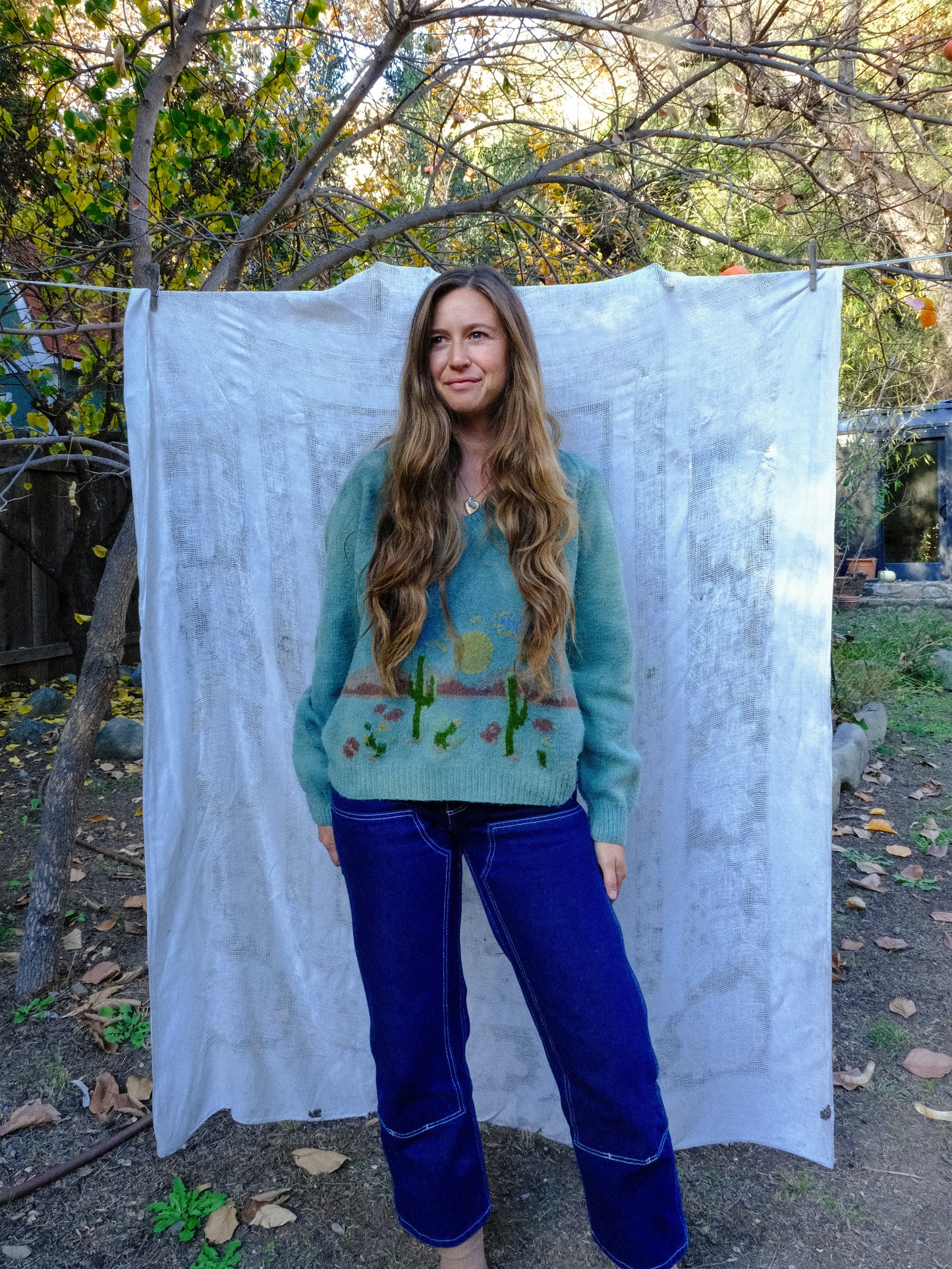 Indigo Western Landscape Sweater