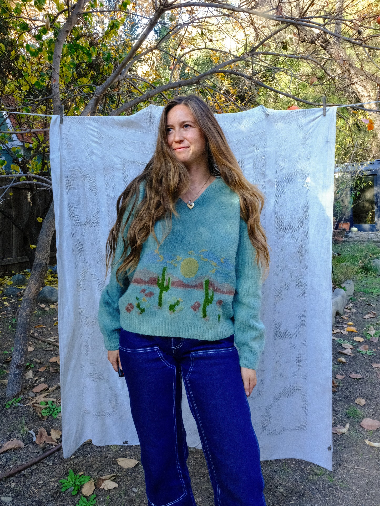 Indigo Western Landscape Sweater