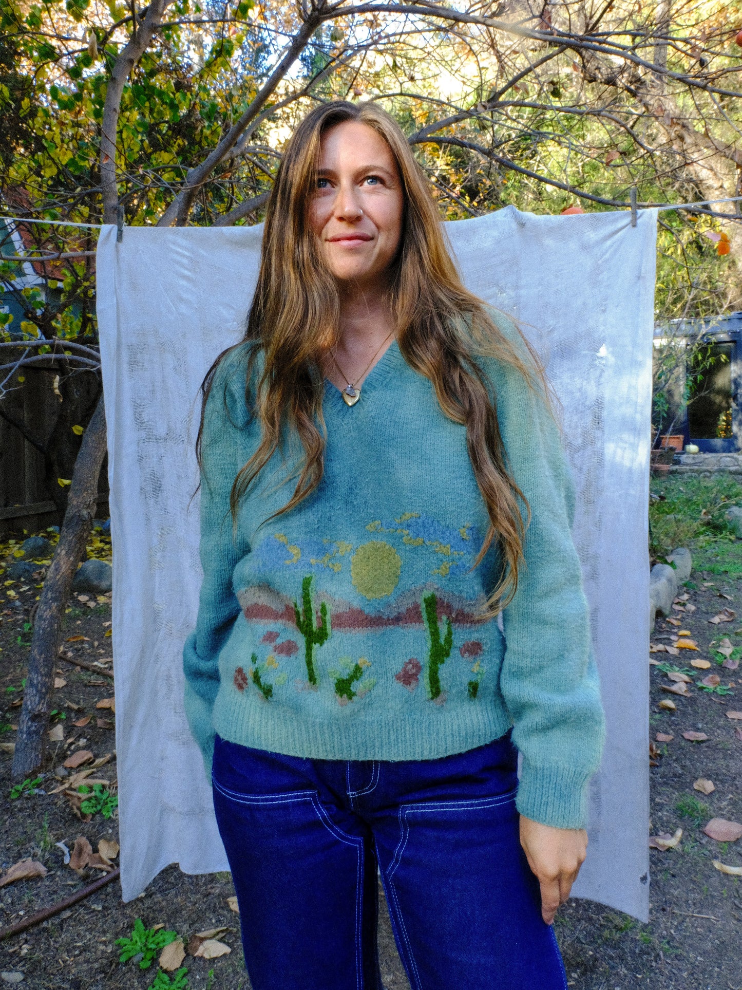 Indigo Western Landscape Sweater