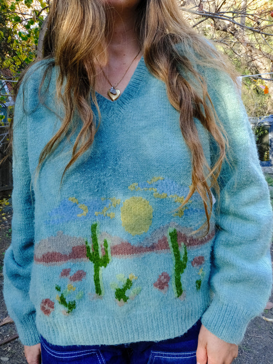 Indigo Western Landscape Sweater