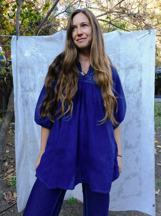 Indigo & Lac Cotton Gauze Tunic