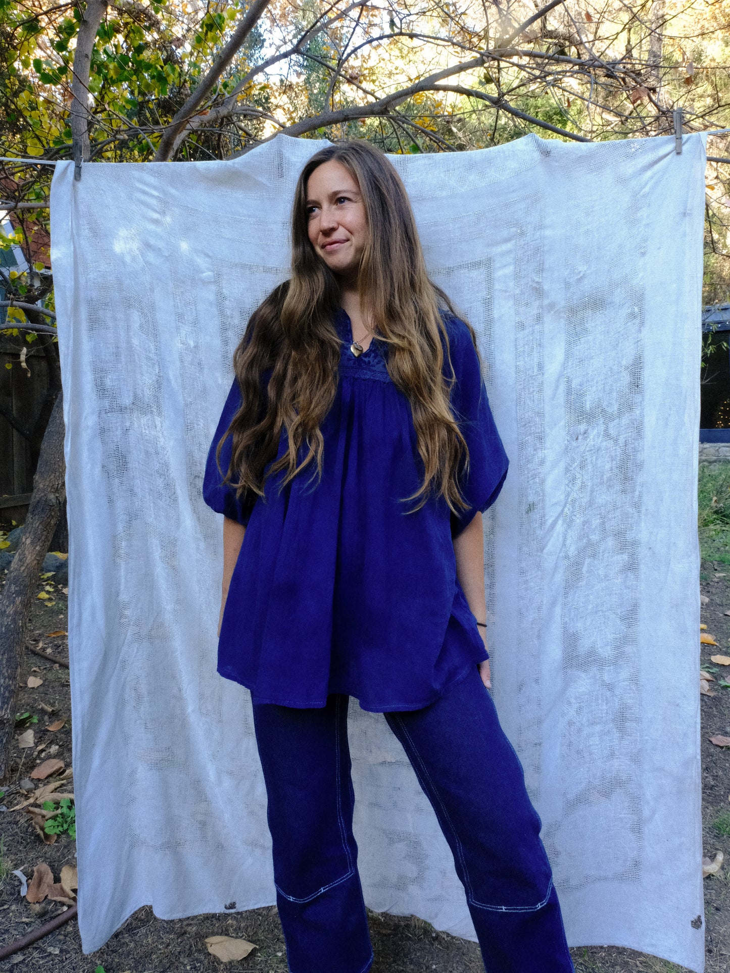 Indigo & Lac Cotton Gauze Tunic