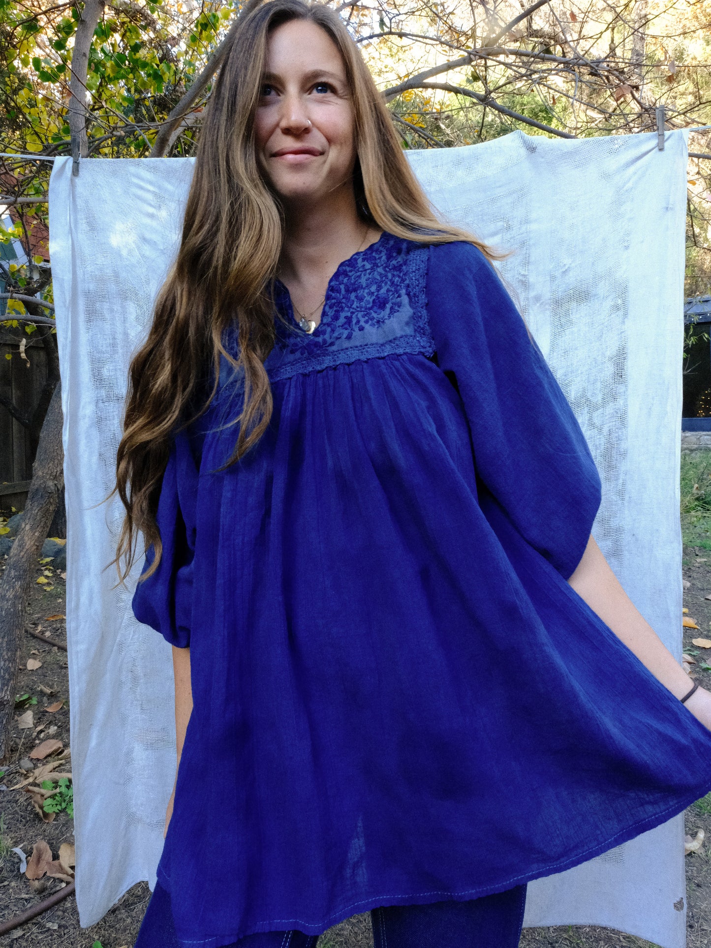 Indigo & Lac Cotton Gauze Tunic