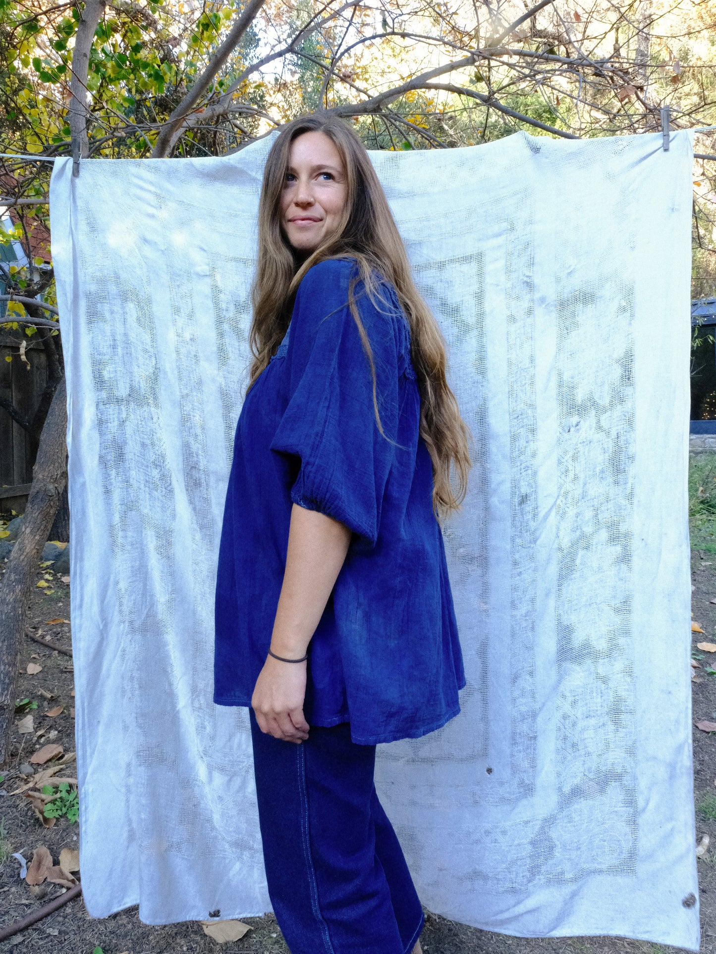 Indigo & Lac Cotton Gauze Tunic