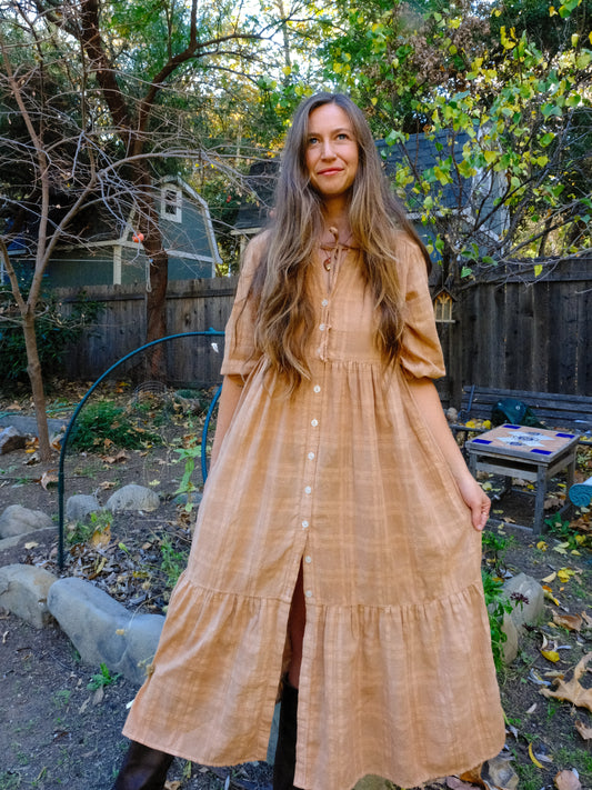 Cutch Gauze Window Pane Dress