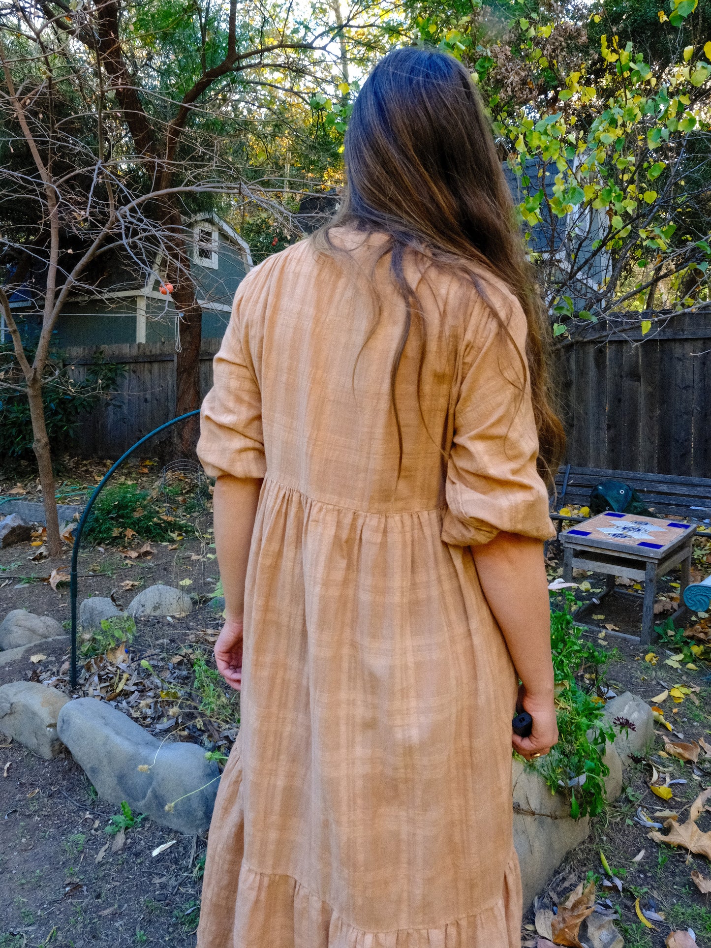 Cutch Gauze Window Pane Dress