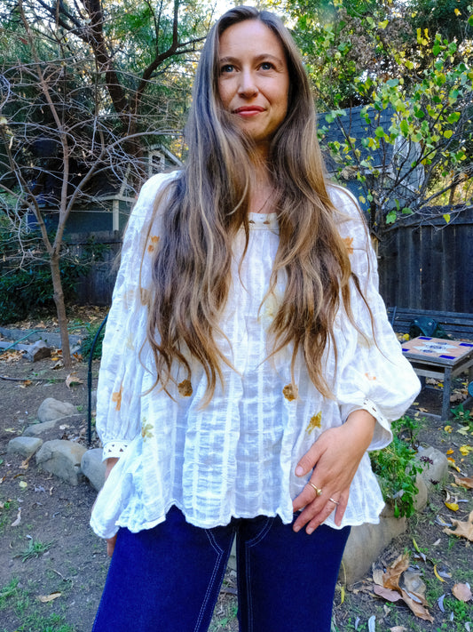 Eco-print Gauze Window Pane Blouse