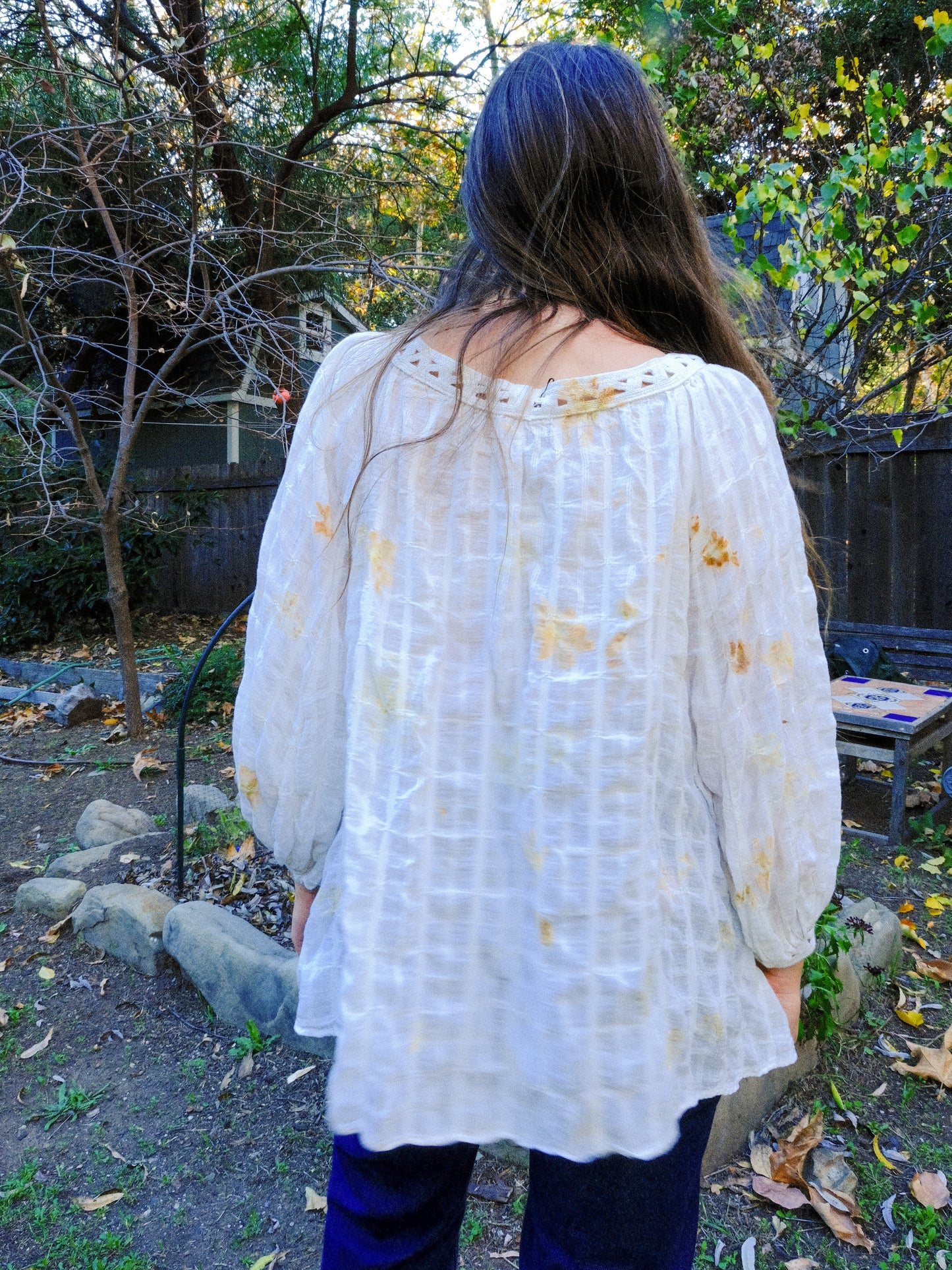 Eco-print Gauze Window Pane Blouse