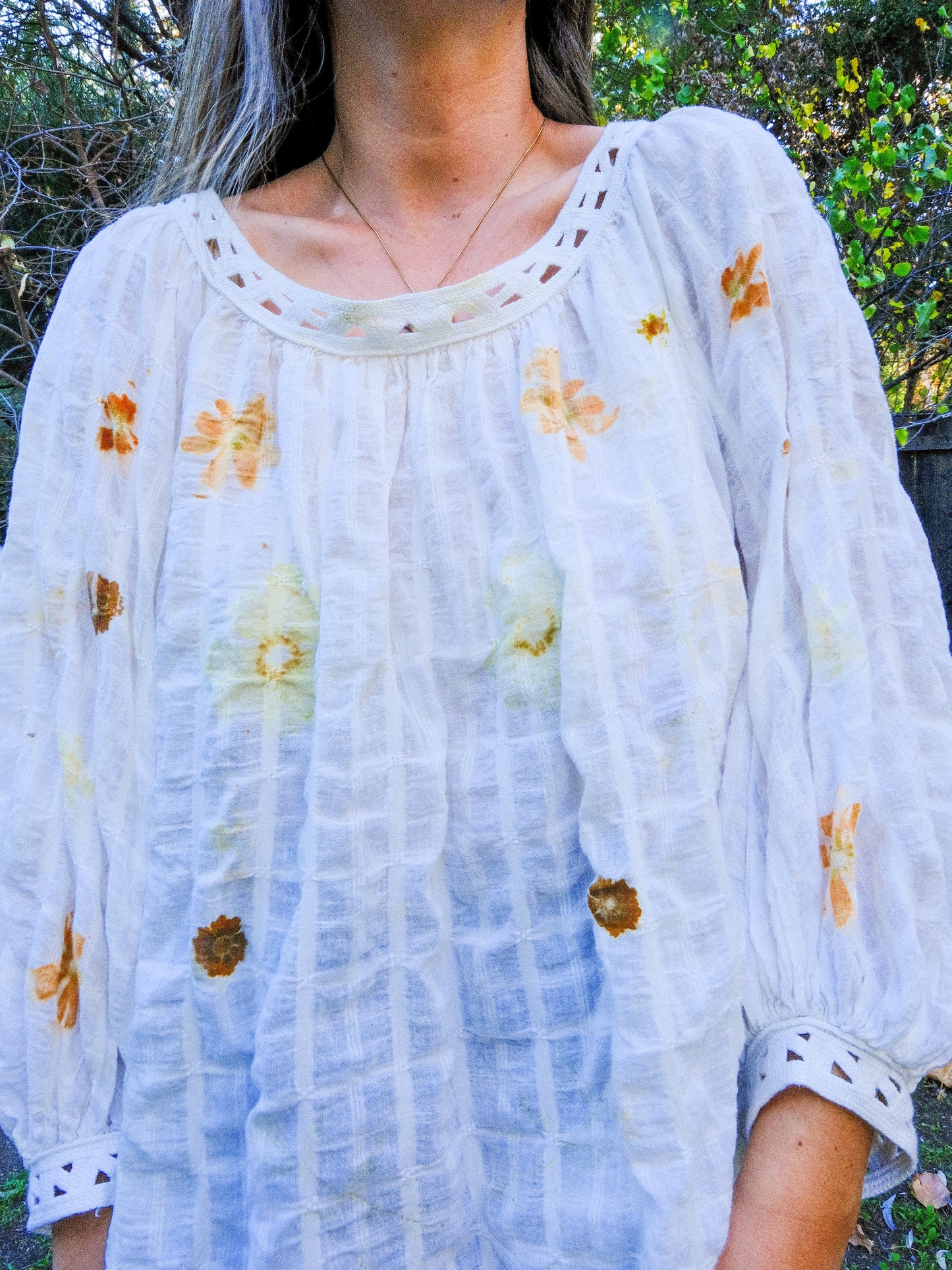 Eco-print Gauze Window Pane Blouse