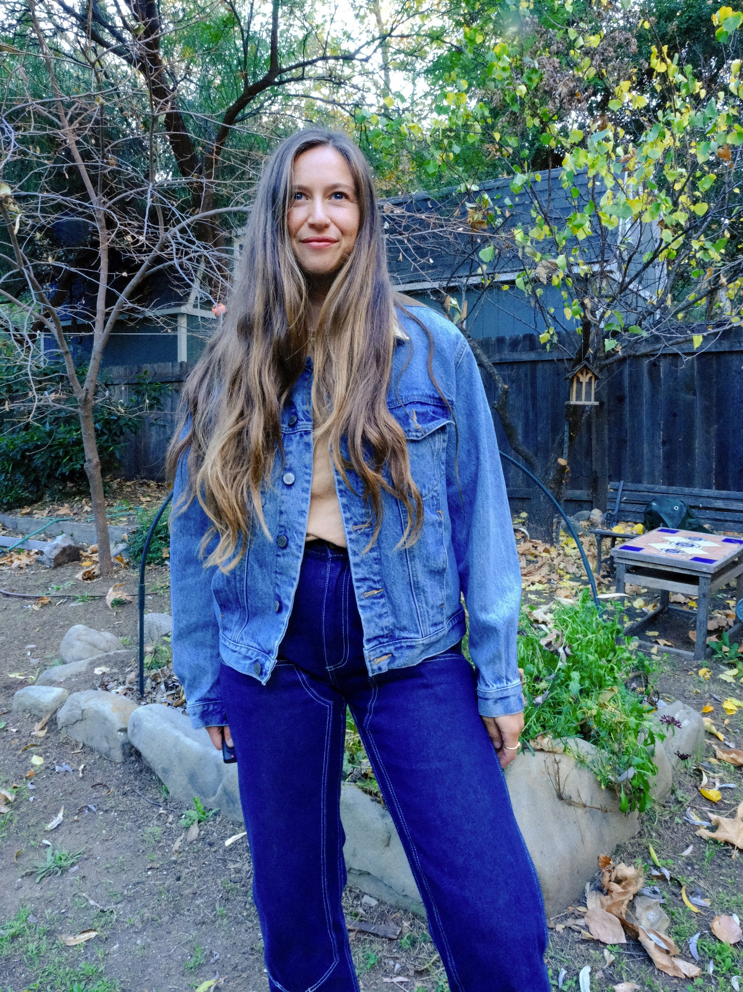 Rainbow Plant Dye Patch Denim Jacket