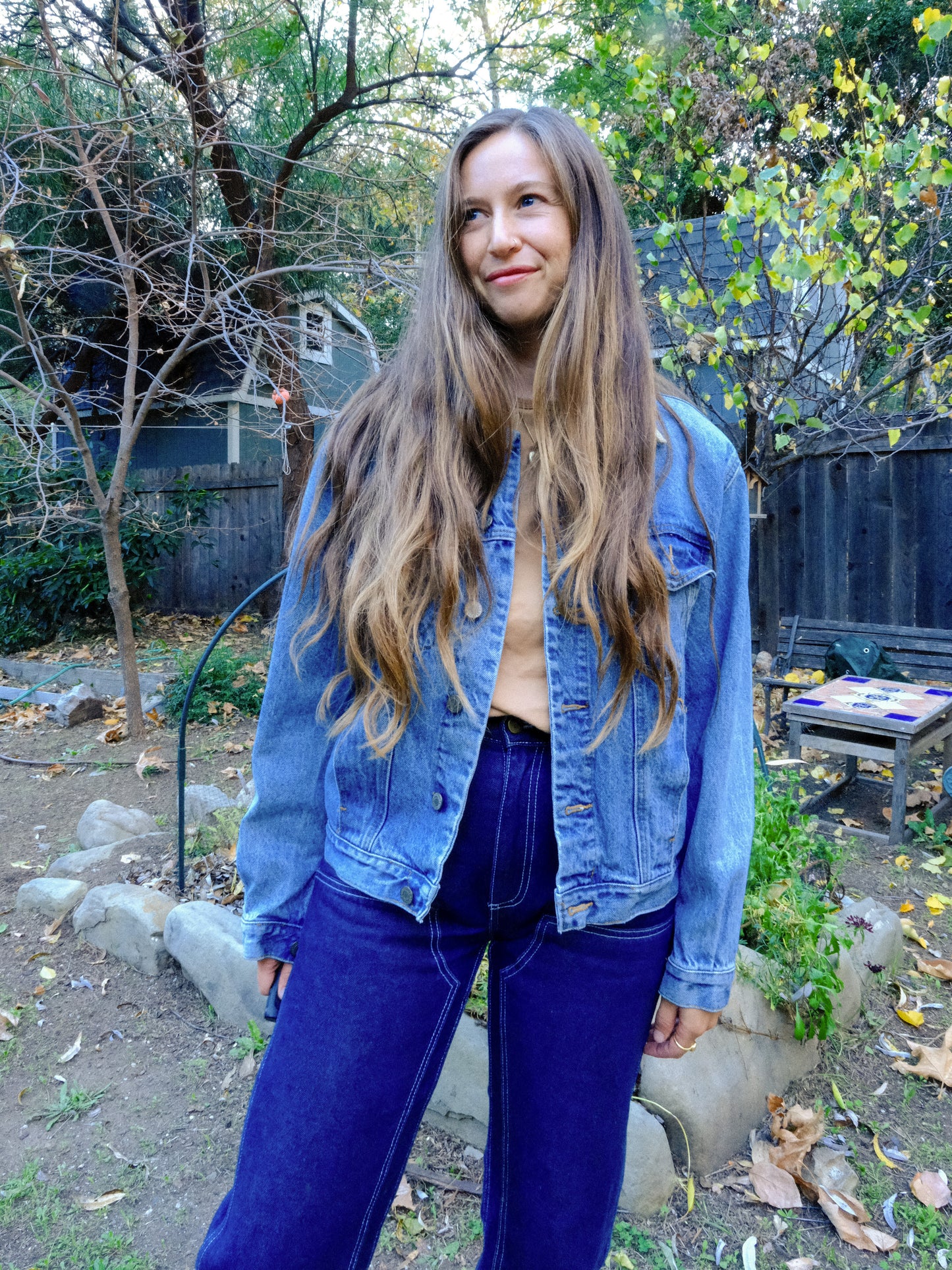 Rainbow Plant Dye Patch Denim Jacket