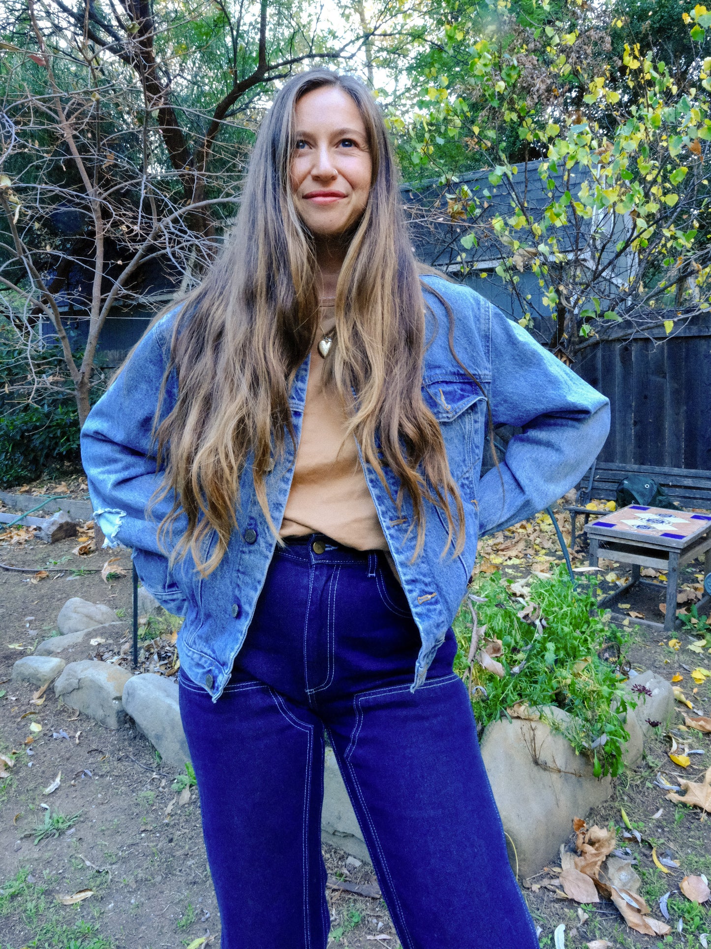 Rainbow Plant Dye Patch Denim Jacket