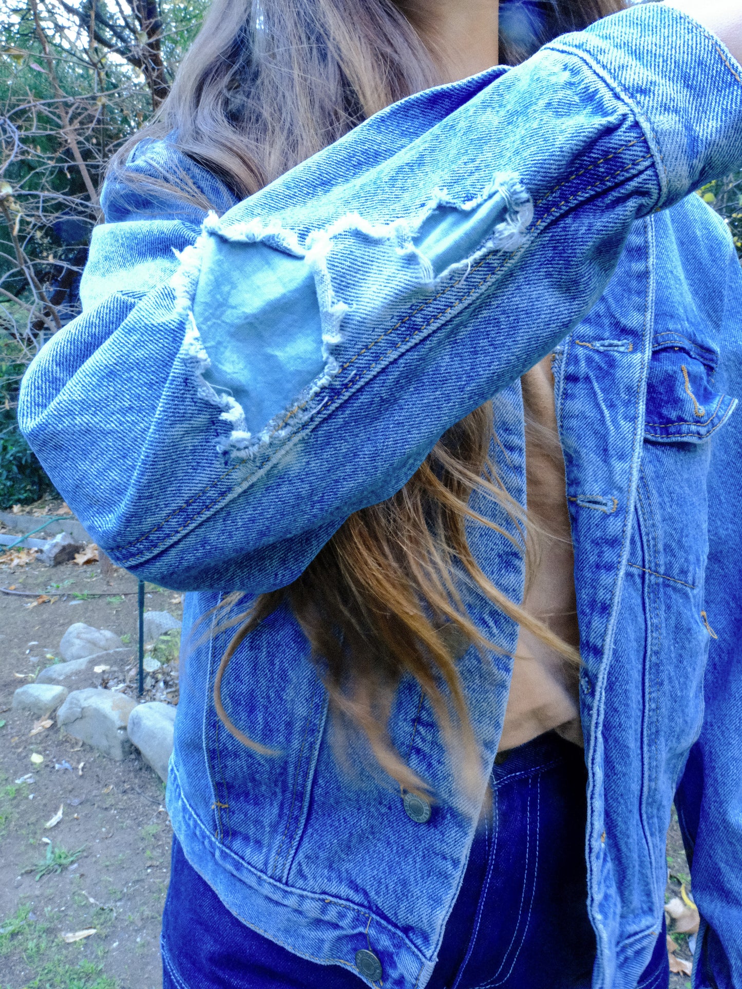 Rainbow Plant Dye Patch Denim Jacket