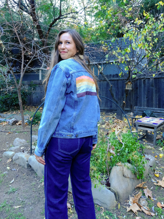 Rainbow Plant Dye Patch Denim Jacket