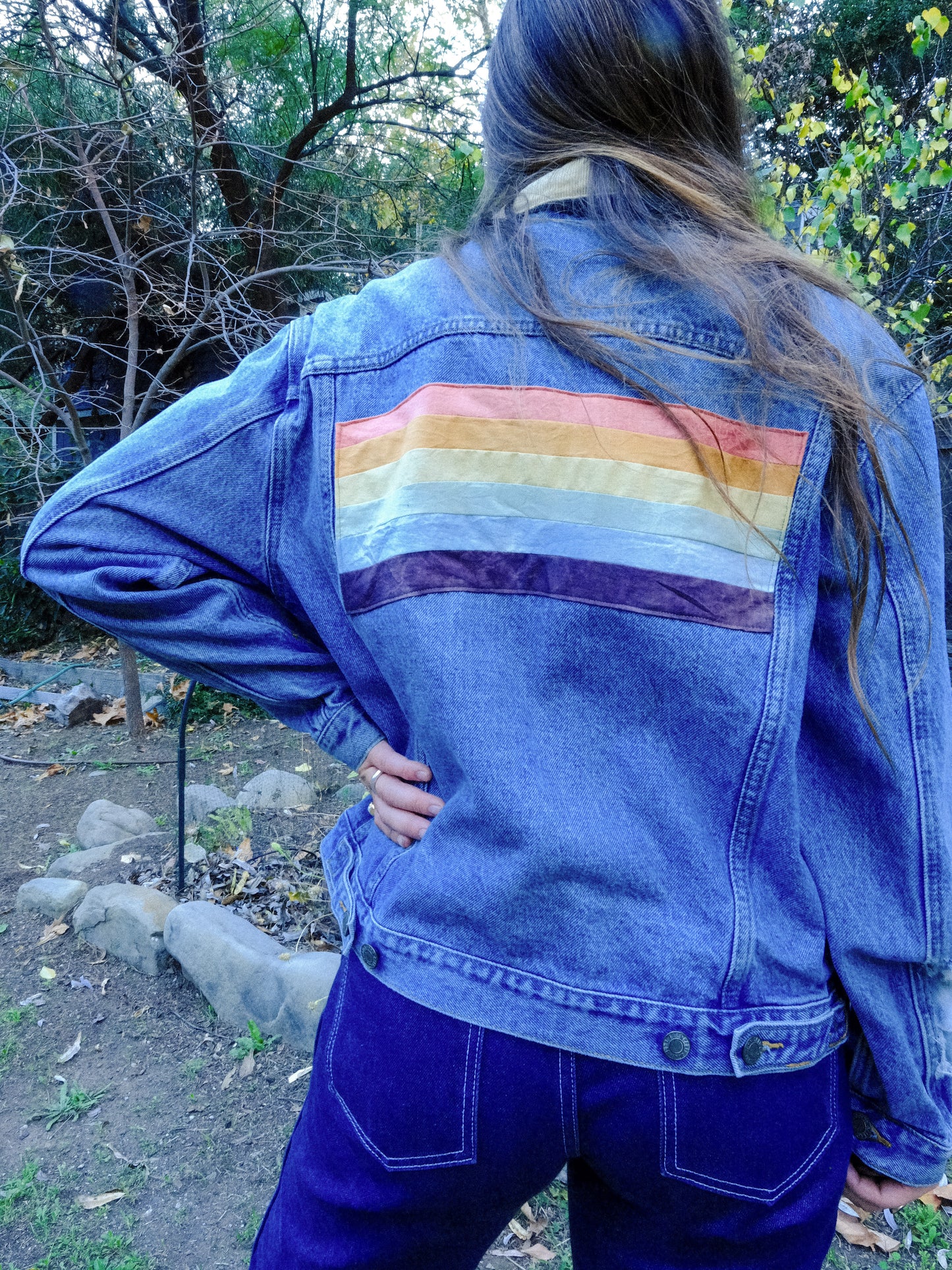 Rainbow Plant Dye Patch Denim Jacket