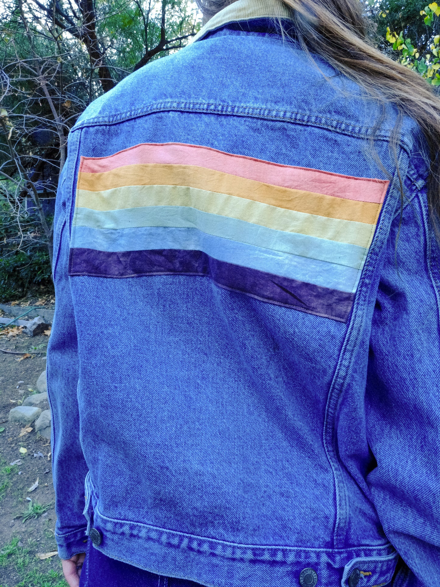 Rainbow Plant Dye Patch Denim Jacket