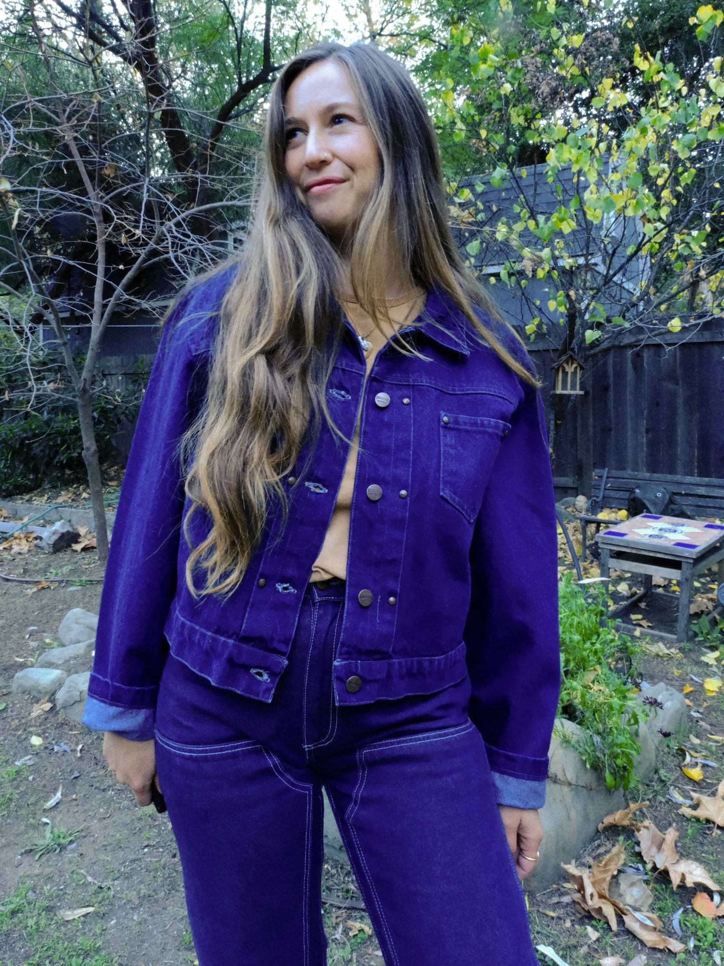 Plant Dyed Moutainscape Patch Denim Jacket