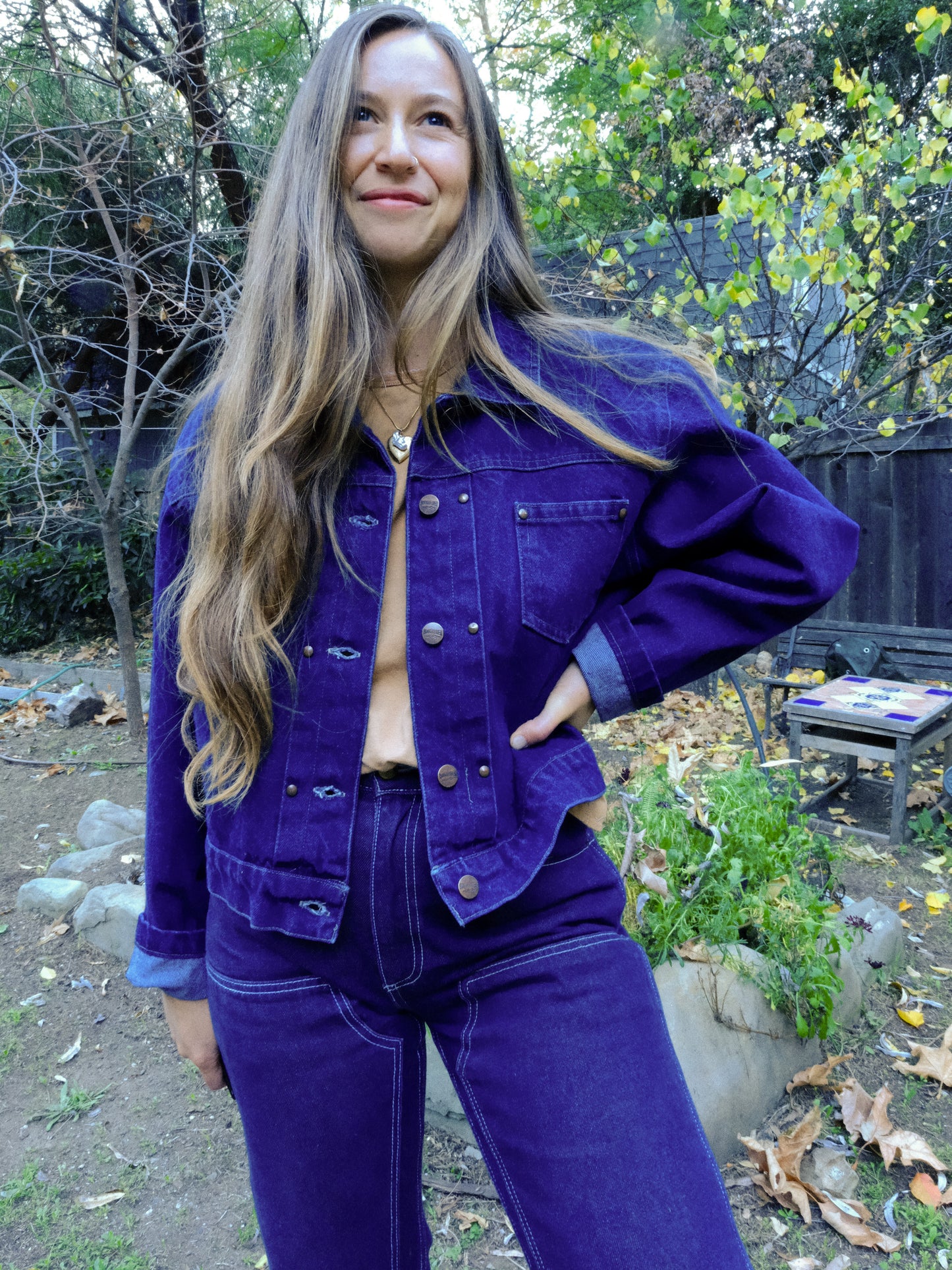 Plant Dyed Moutainscape Patch Denim Jacket