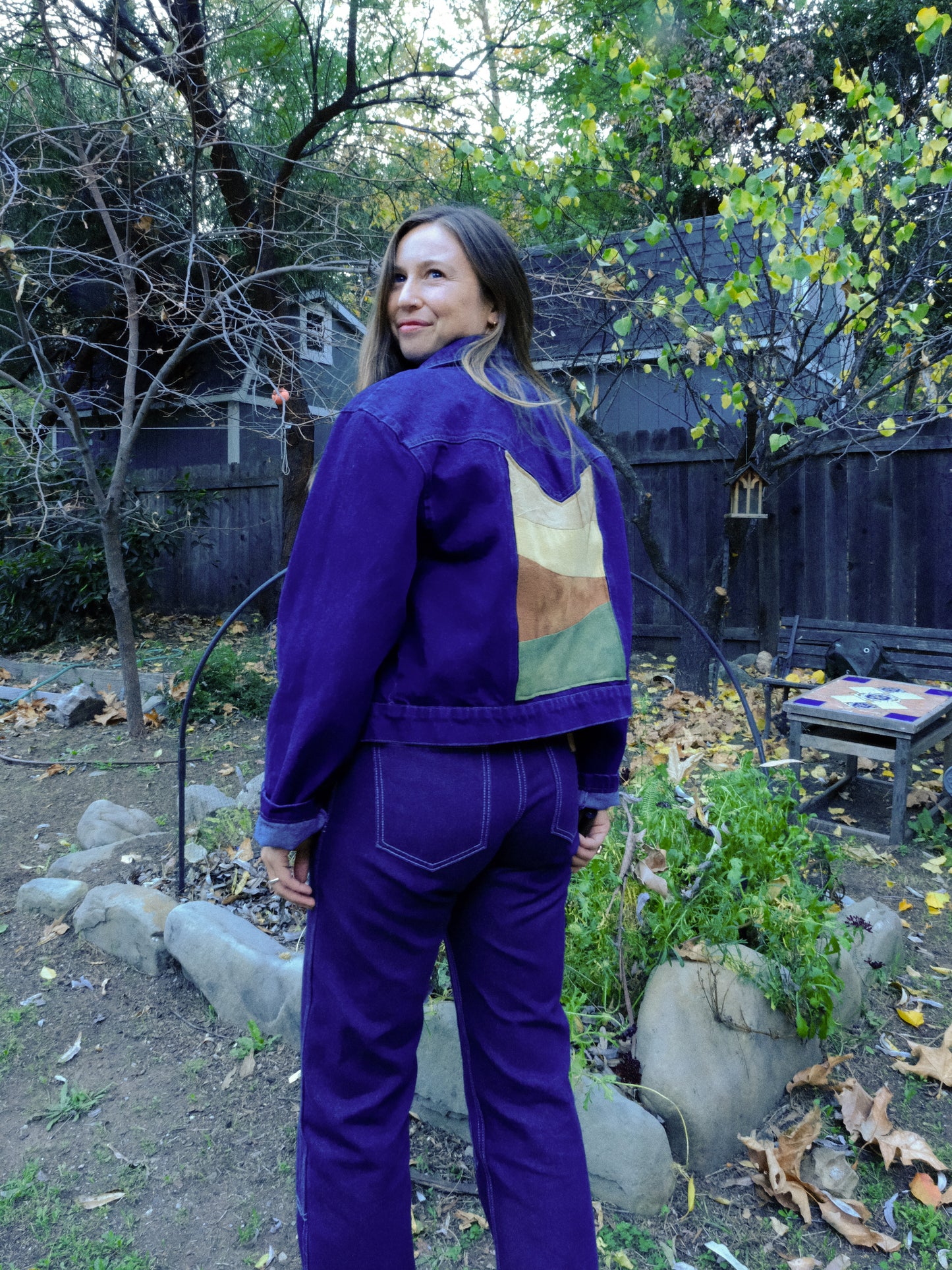 Plant Dyed Moutainscape Patch Denim Jacket