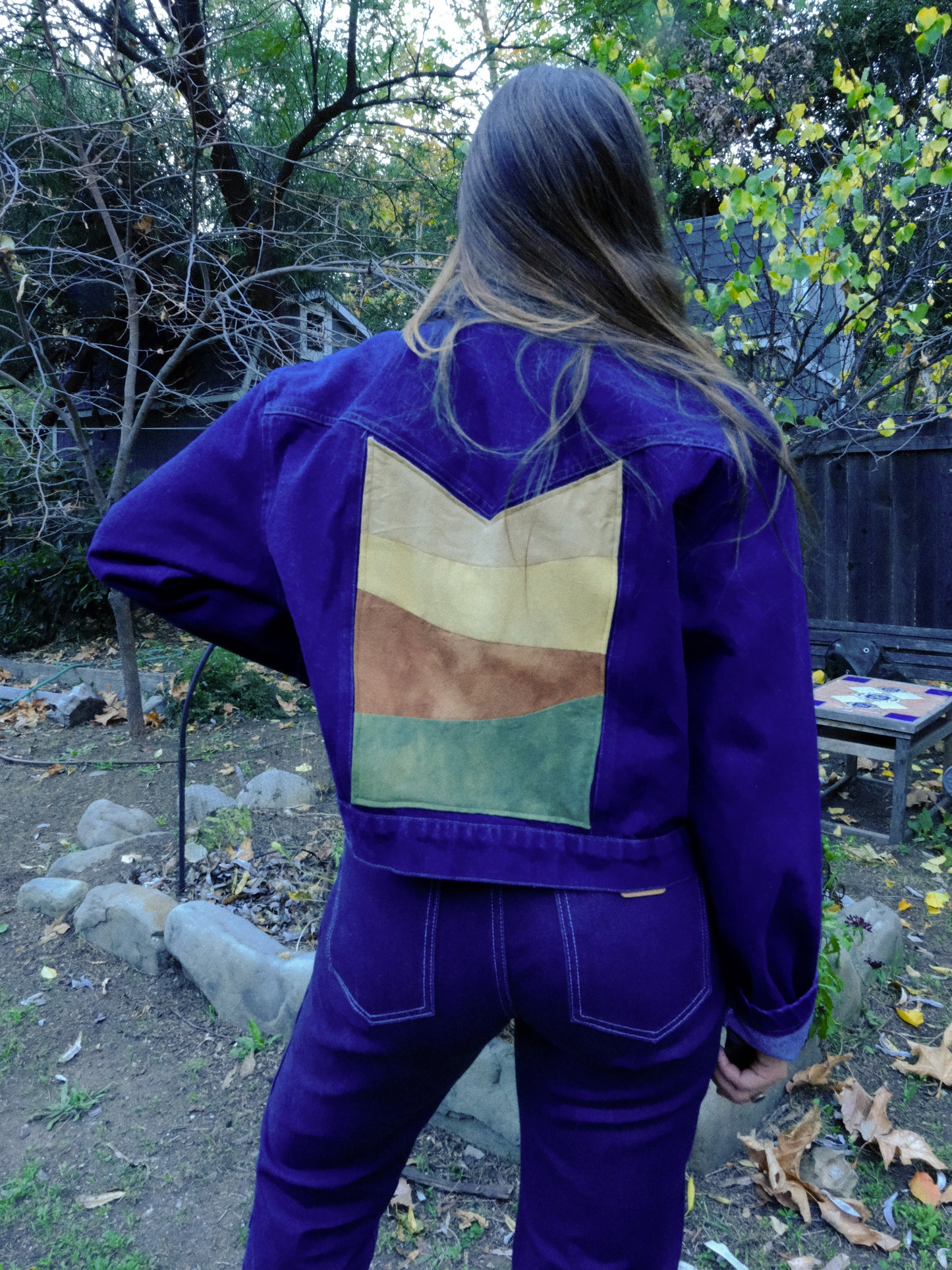 Plant Dyed Moutainscape Patch Denim Jacket