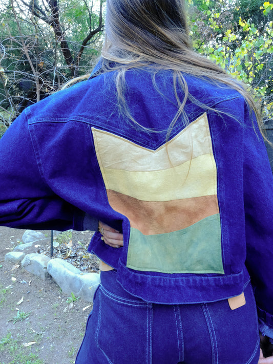 Plant Dyed Moutainscape Patch Denim Jacket