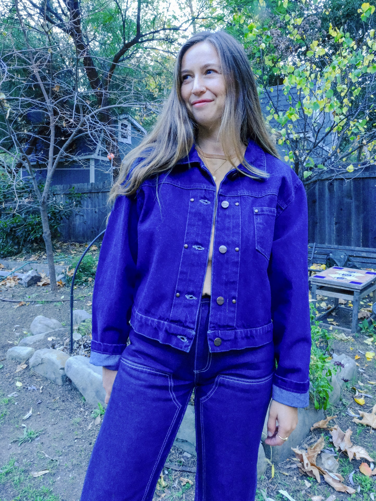 Plant Dyed Moutainscape Patch Denim Jacket