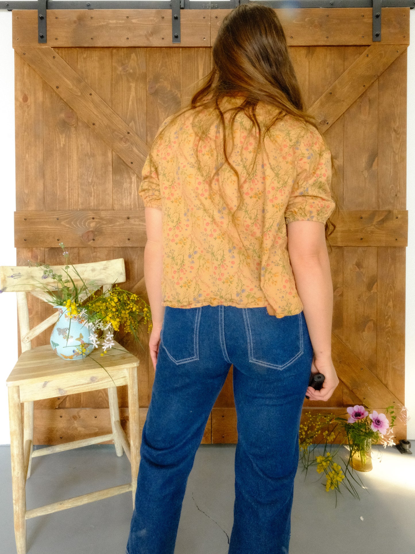 Cutch Floral Pleated Puff Sleeve Blouse