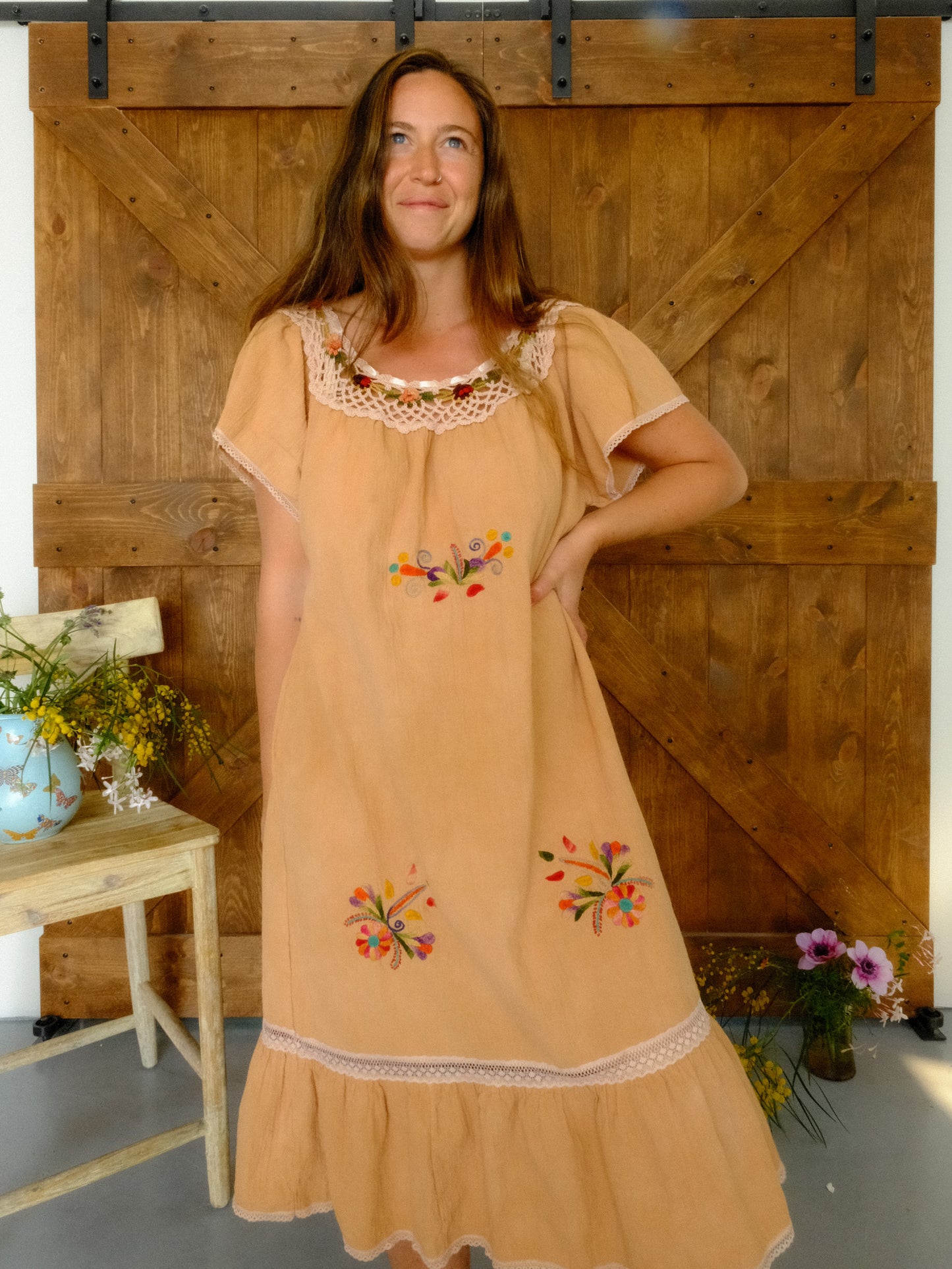 Cutch Rose Crochet Cotton Gauze Dress