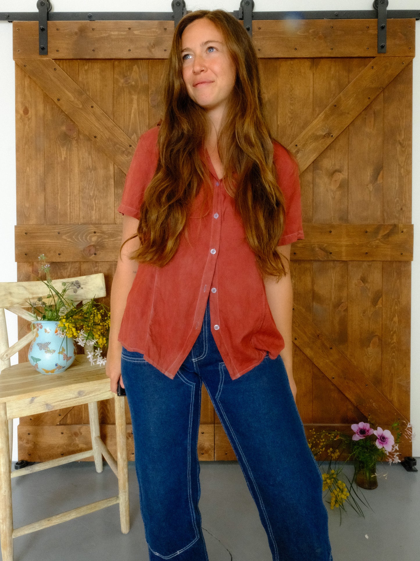Madder Silk Collared Blouse