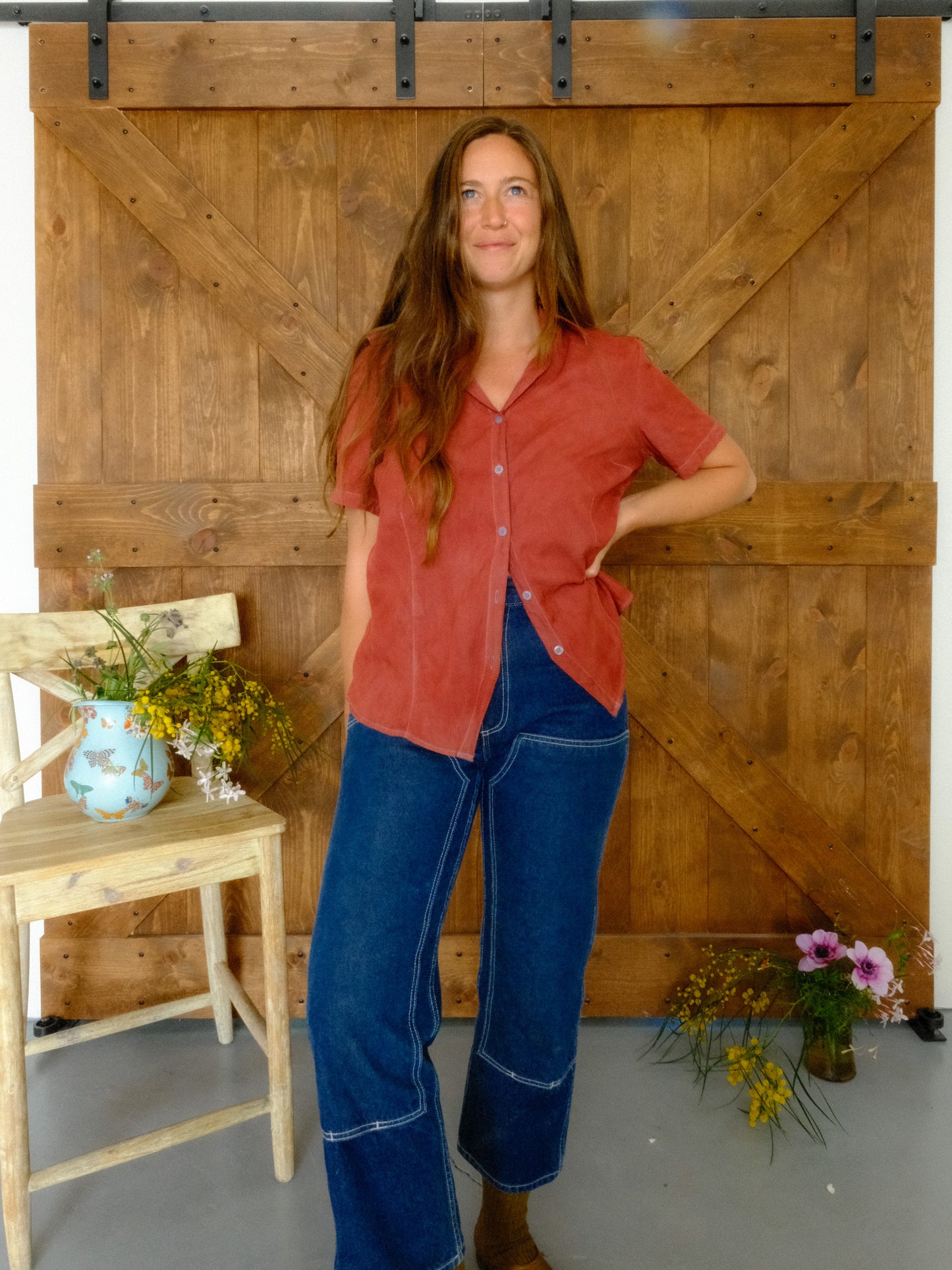 Madder Silk Collared Blouse