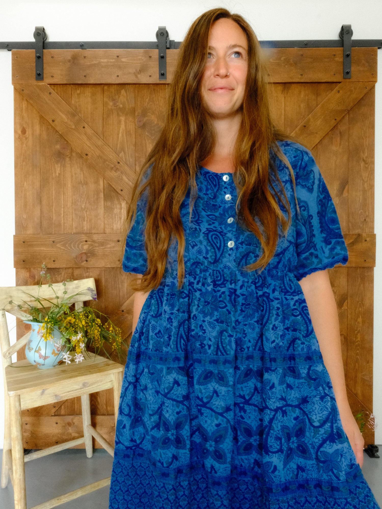 Indigo Block Print Cotton Gauze Dress – Rootedbotanics Indigo Block Print Cotton Gauze Dress – Rootedbotanics