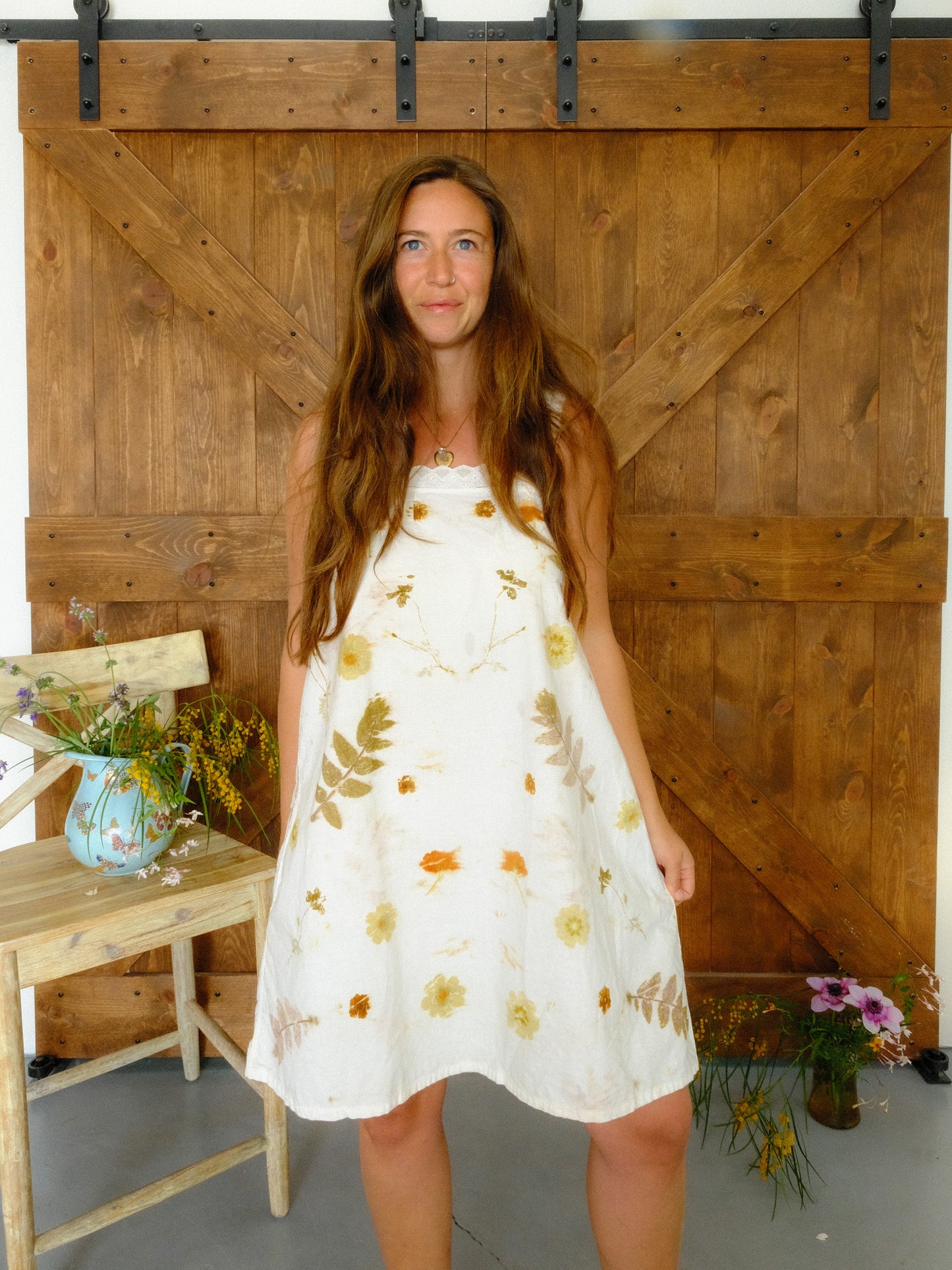 Eco-printed Antique A-line Dress