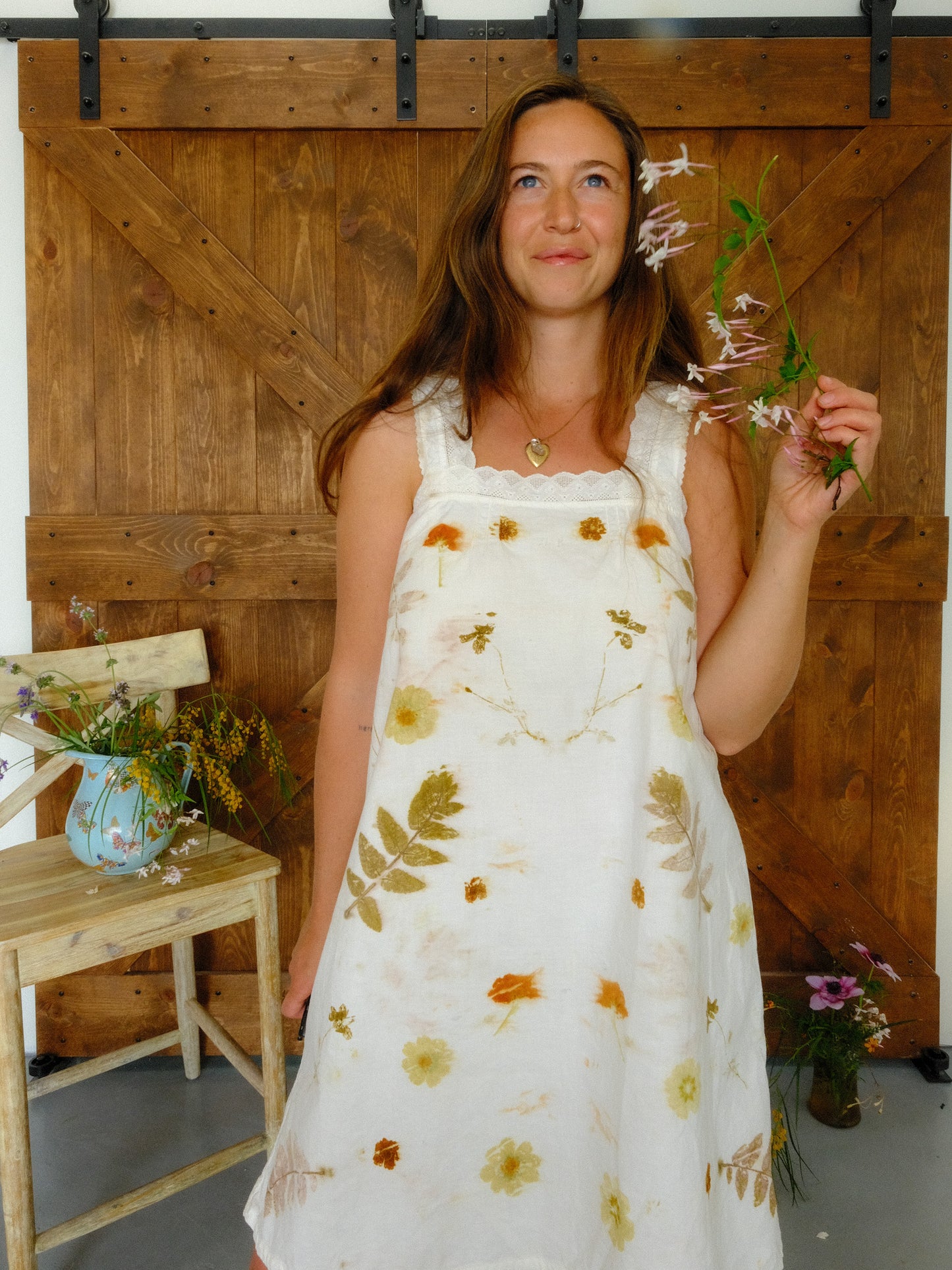 Eco-printed Antique A-line Dress