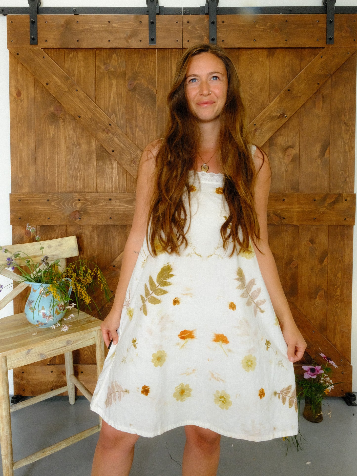 Eco-printed Antique A-line Dress