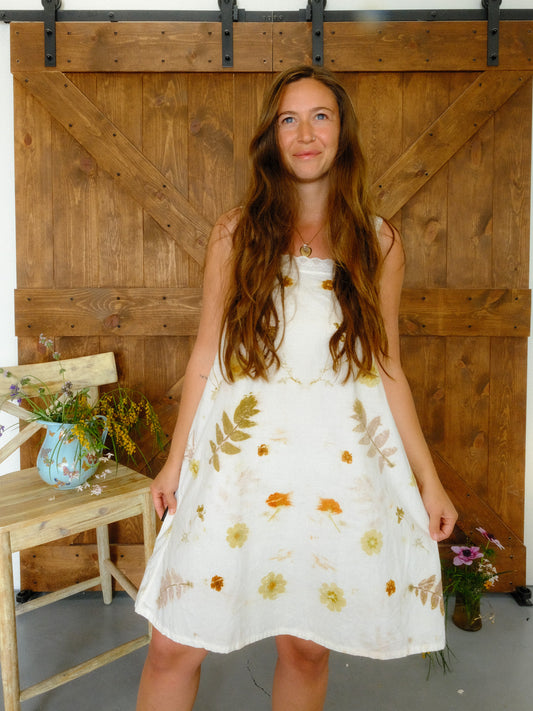 Eco-printed Antique A-line Dress